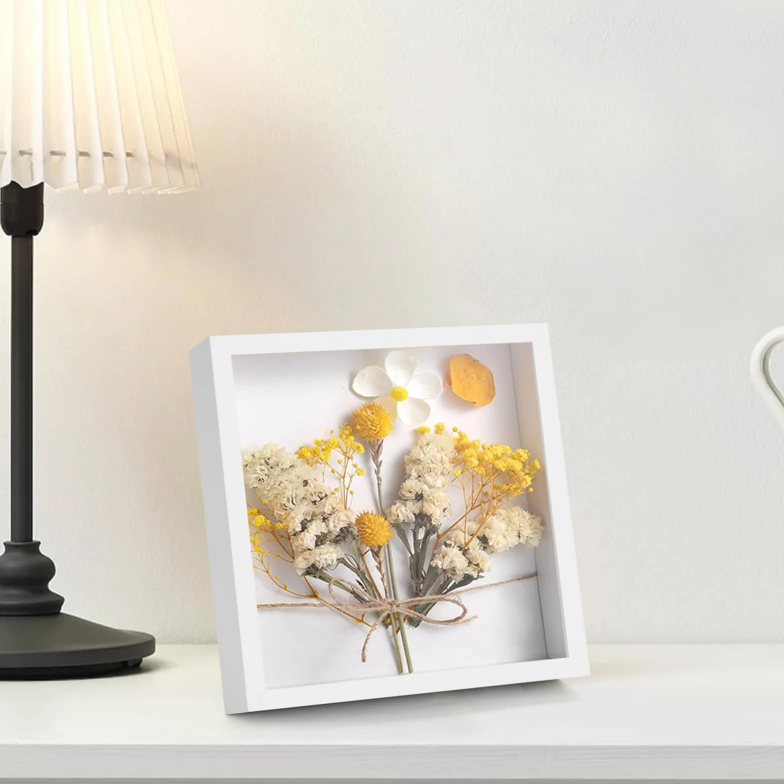 WISYOK Ramka 3D do napełniania, 22 x 22 cm, 2 szt. ramki 3D, głębsza ramka na ścianę i biurko, Shadow Box na zdjęcia, przedmioty, bukiet ślubny, dzieła sztuki "zrób to sam" (biała)