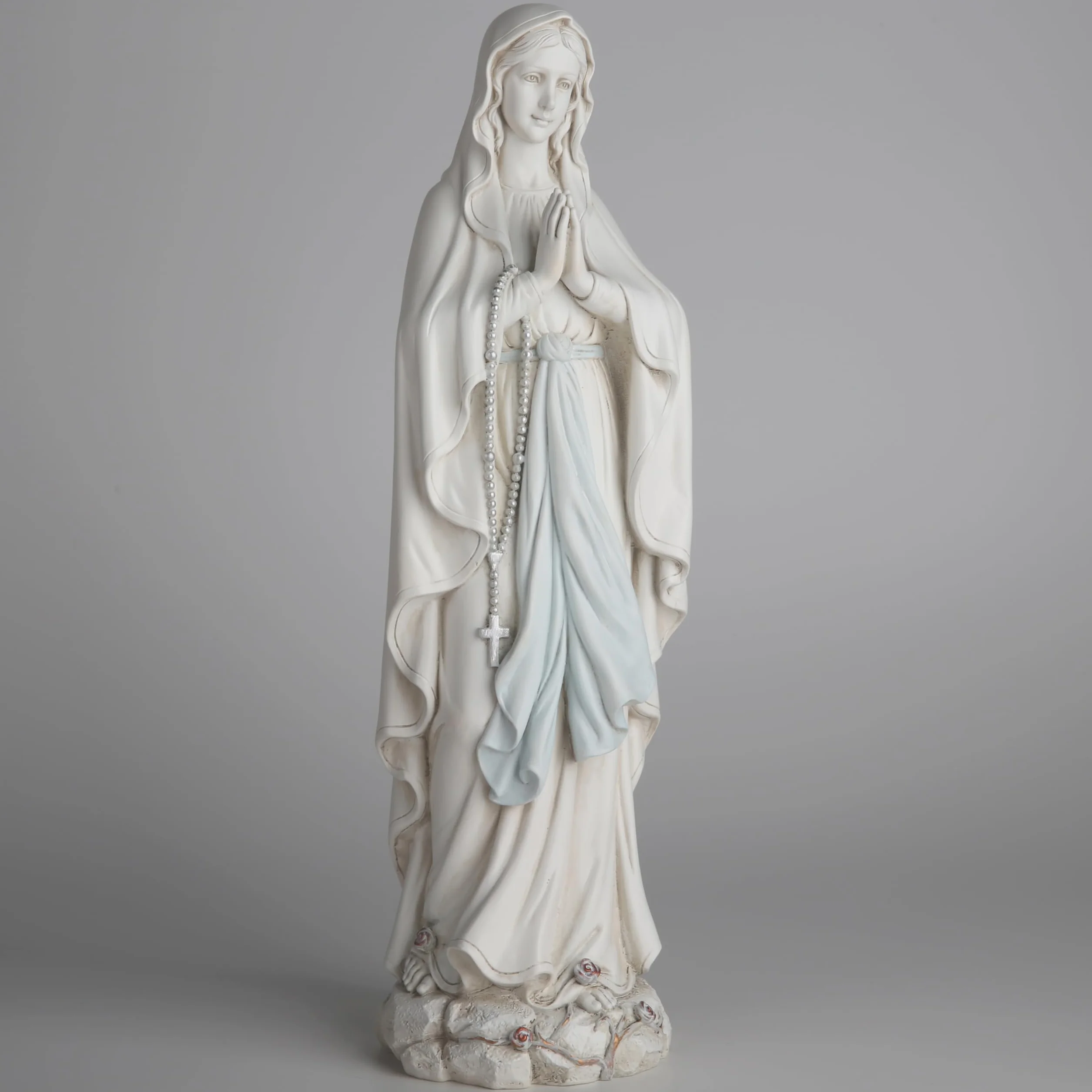BC Katolicka figurka Matki Bożej z Lourdes, figurka Najświętszej Maryi Panny, dekoracja do domu, na zewnątrz, patio, trawnik, korytarz, religijny prezent, 36,8 cm, ręcznie wykonana przez Buildclassic