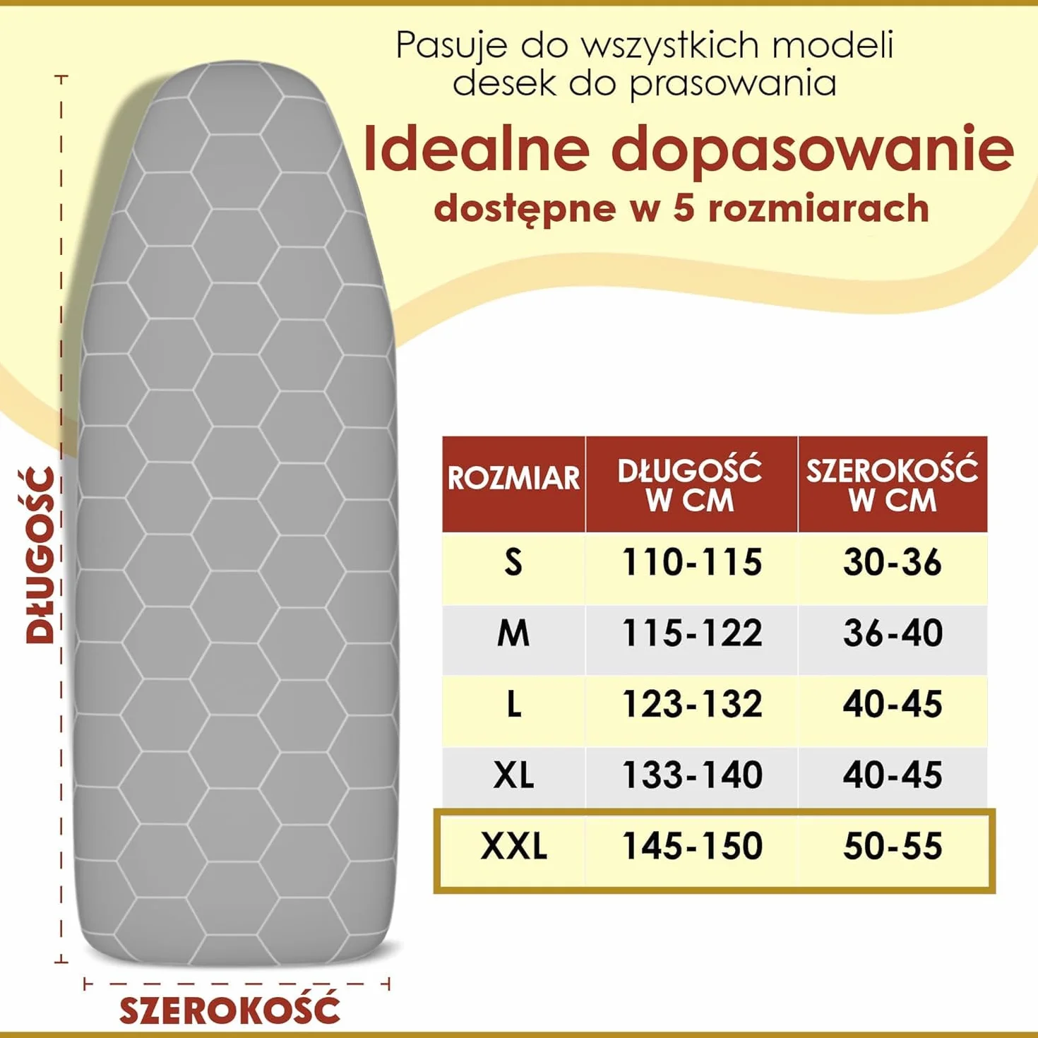 arteneur Pokrowiec na stół do prasowania wyprodukowany w Niemczech 150 x 50 cm do centralnej pary – gumowy ściągacz, powłoka termiczna z aluminium, przepuszczająca parę (XXL)