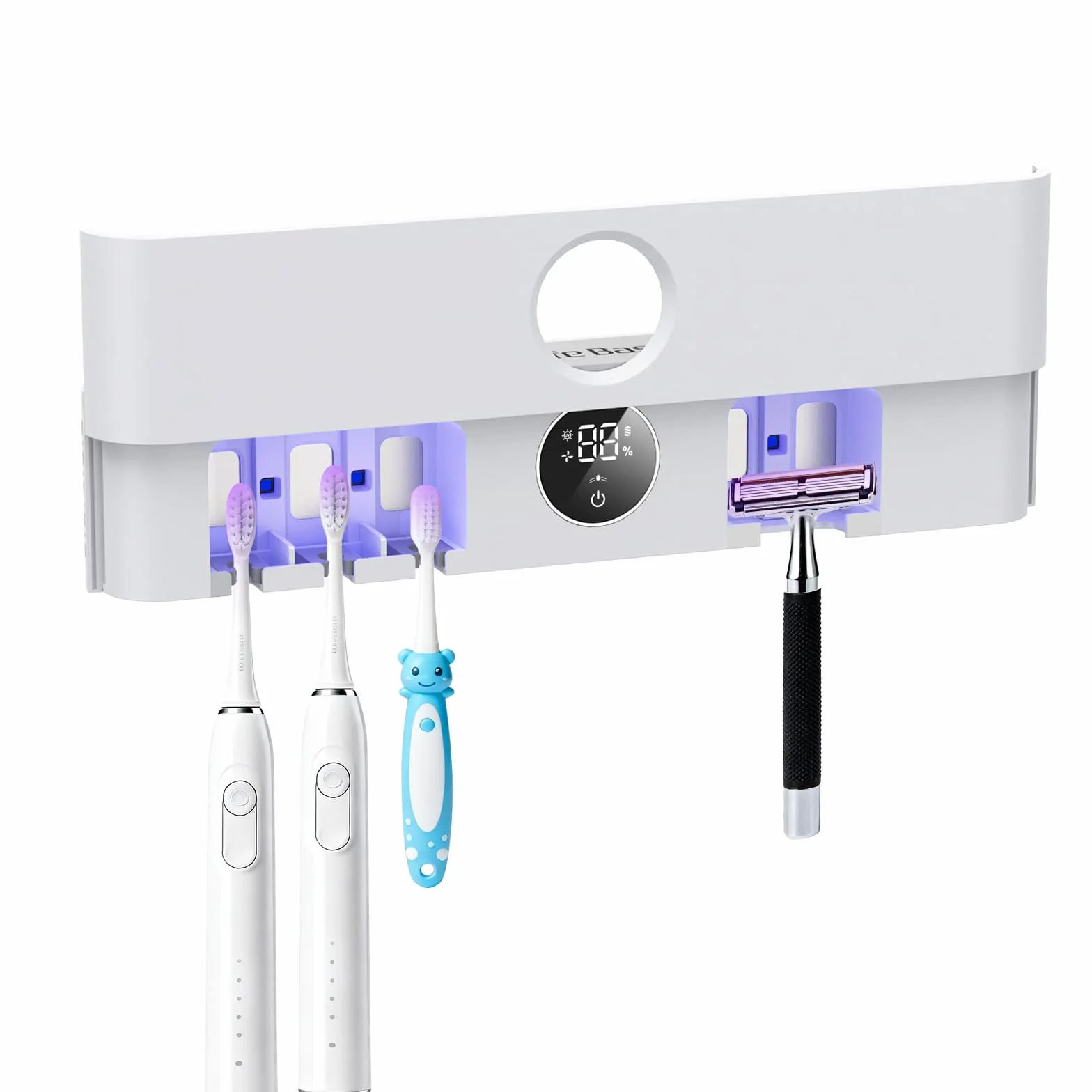 LifeBasis Sanitizer szczoteczka do zębów UV z wyświetlaczem na podczerwień, uchwyt na szczoteczki do zębów do dezynfekcji UV i suszenia, elektryczna szczoteczka do zębów do montażu na ścianie