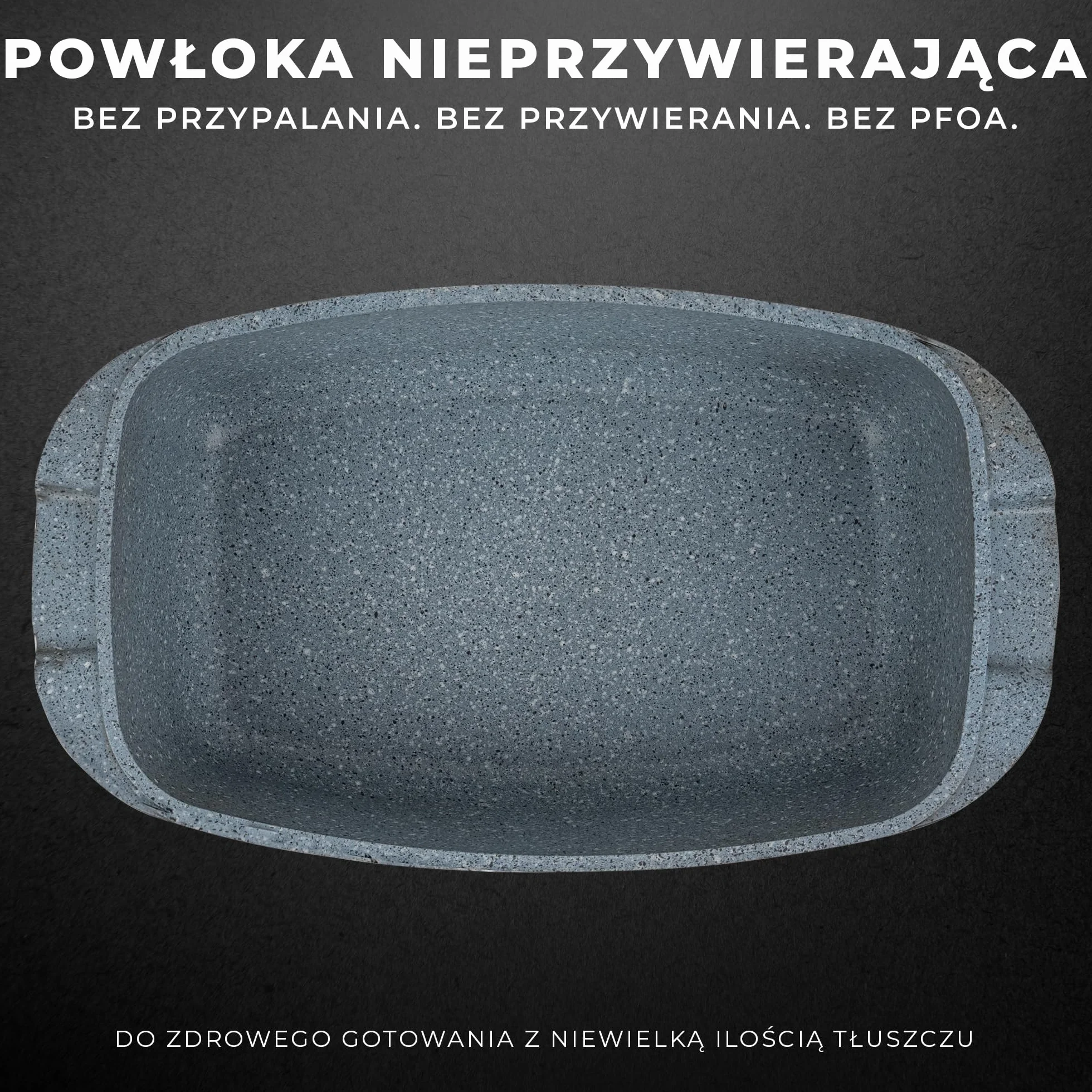 KARL HAUSMANN Duża Brytfanna Gęsiarka Granitowa - 5.5L - z Pokrywą i Dozownikiem Aromatu - Powłoka Nieprzywierająca do Gotowania bez Tłuszczu - Kompatybilny ze Wszystkimi Kuchenkami