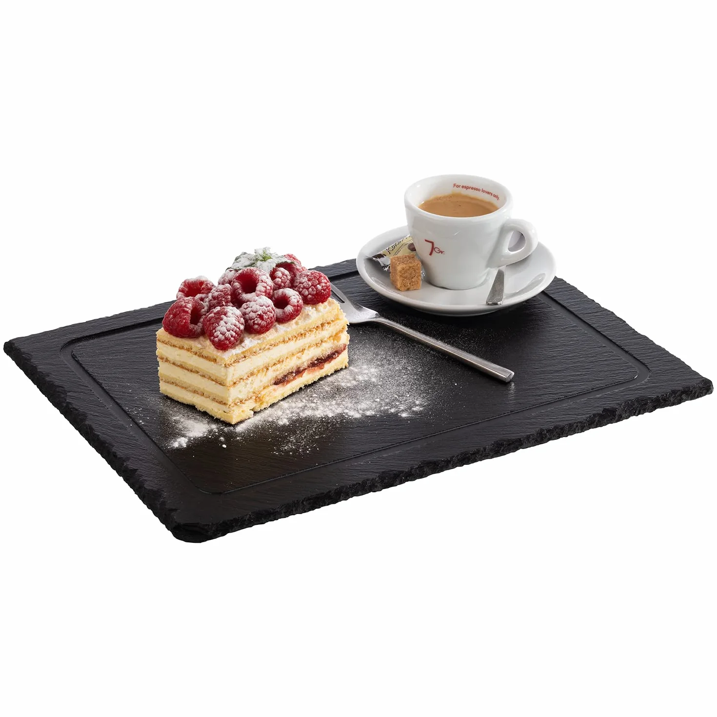 APS 947 płyta z łupka naturalnego z rowkiem na sok, wycięcie Ø 9,5 cm, 33 x 24 cm