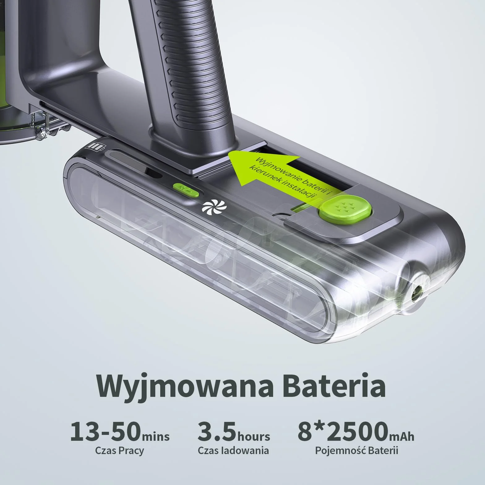 kalado Odkurzacz Bezprzewodowy KCV600, 10 w 1 Odkurzacze Pionowe 480W 33Kpa, Wymienną Baterią 50 Mins, Ekran Dotykowy LED, Przedłużony Drążek Teleskopowy, Do Twardych Podłóg, Dywanów, Włosy