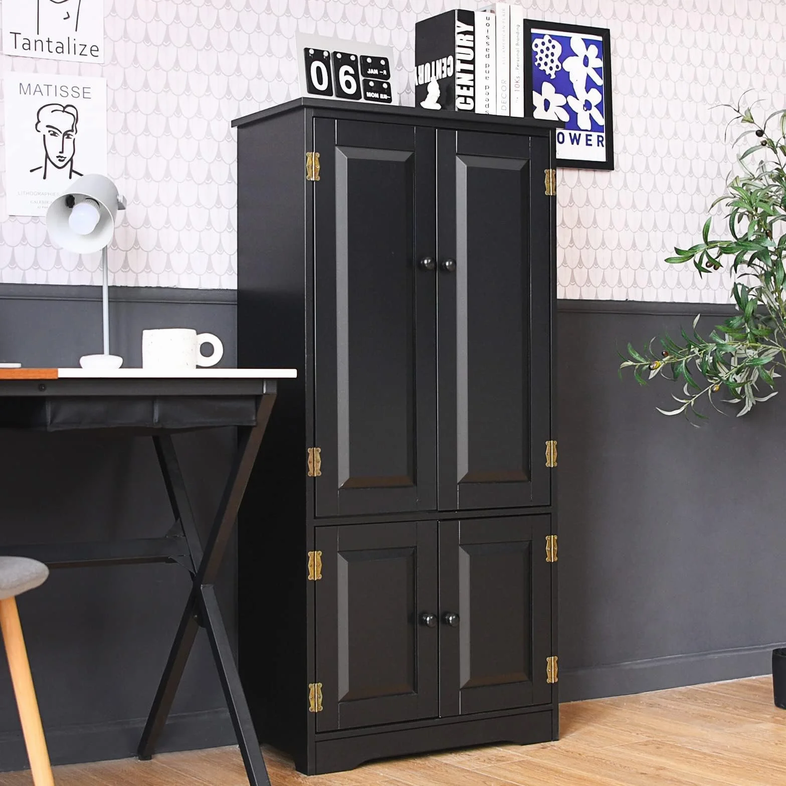 COSTWAY Uniwersalna szafka w stylu vintage, szafka na korytarz z regulowanym regałem, szafka łazienkowa na pranie, drewniana szafka do przechowywania, styl dworkowy, do kuchni, salonu, sypialni