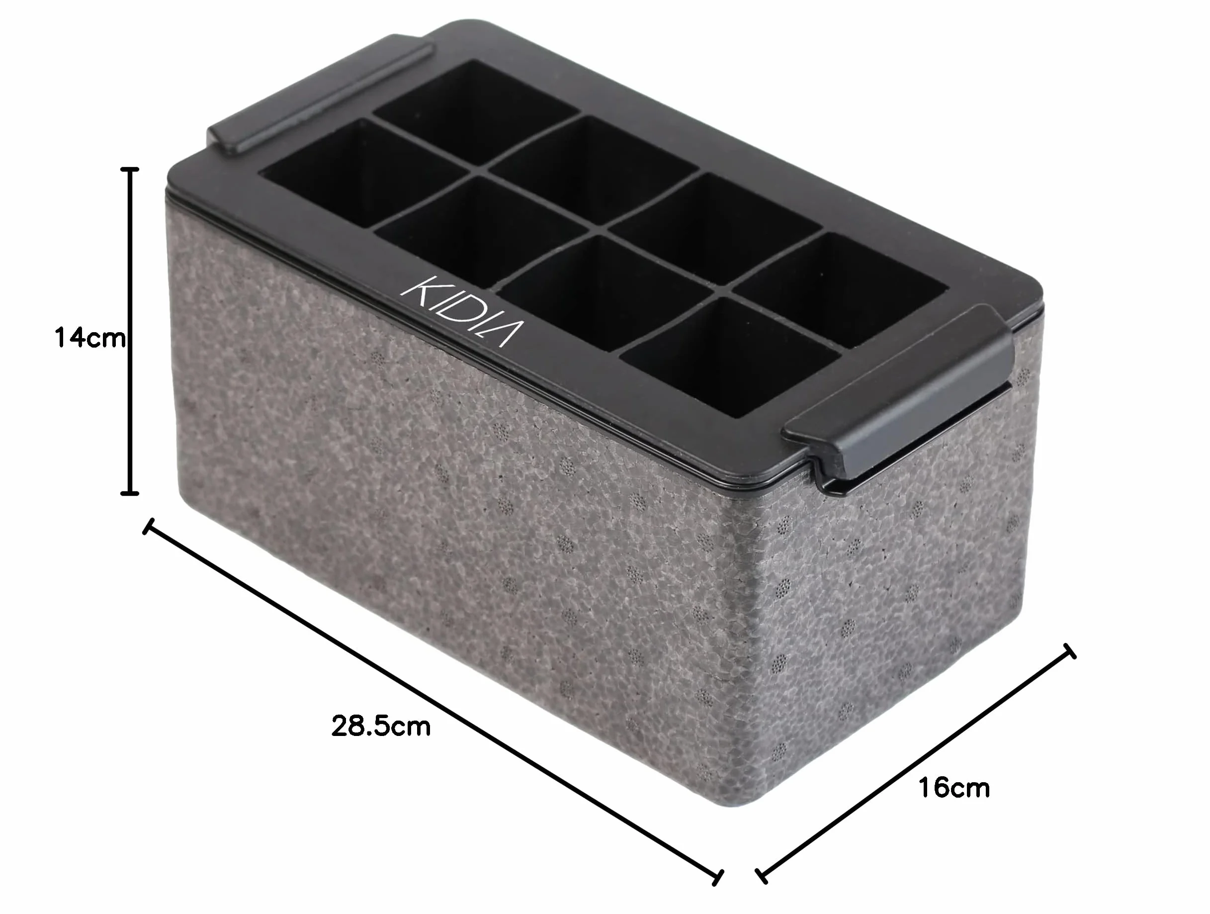 Kidia Ice Clear Cube Maker – Przezroczyste Kostki Lodu 8× 5x5x5 cm – Zamrażanie Kierunkowe, Silikon Spożywczy, Izolowany Pojemnik