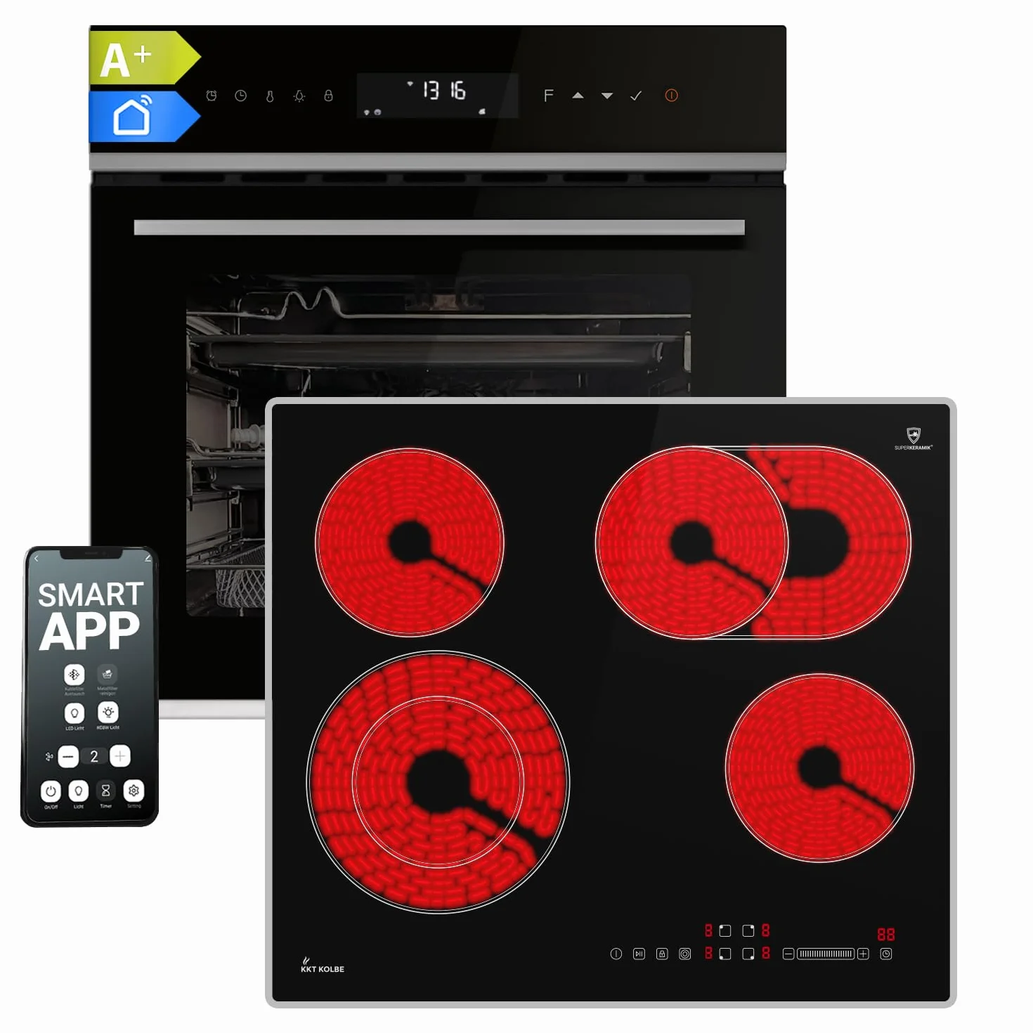 Kuchenka: 60cm piekarnik do zabudowy EB8317HC + 59cm płyta ceramiczna CH5901AL | Rotisserie | funkcja pizzy | grill | cyrkulacja powietrza | gorące powietrze | automatyczny timer | SET8317HCCH59AL
