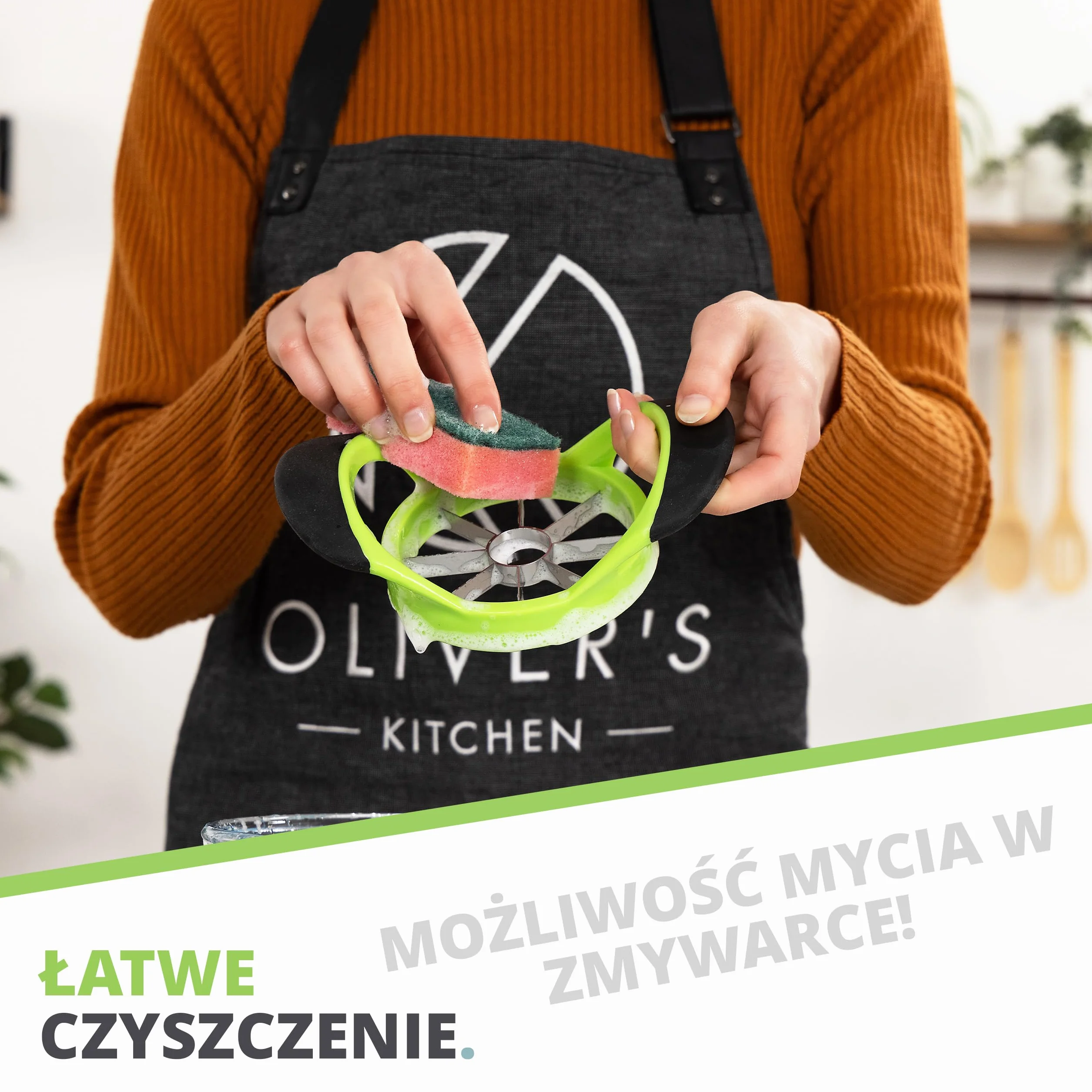 Oliver's Kitchen Wykrojnik i Drylownica do Jabłek – Szatkownica do Warzyw – Krajalnica z Antypoślizgowym Uchwytem