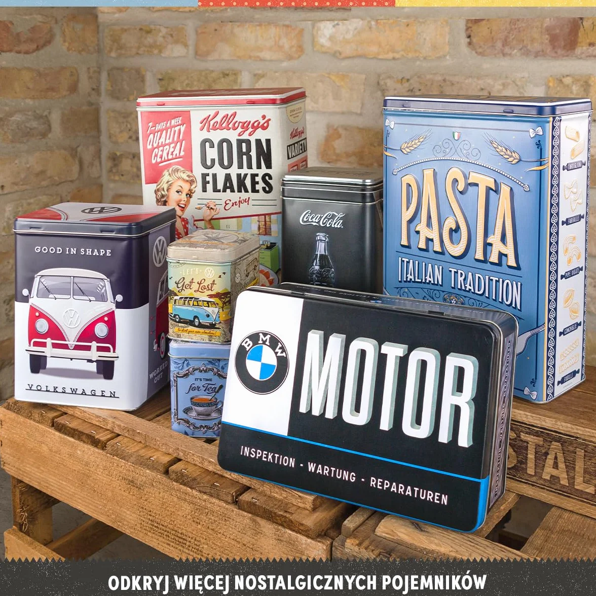 Nostalgic-Art Retro puszka płaska, 2,5 l, Whatever Odds & Ends Box – Pomysł na prezent do domu, metalowy pojemnik z pokrywką, Styl vintage