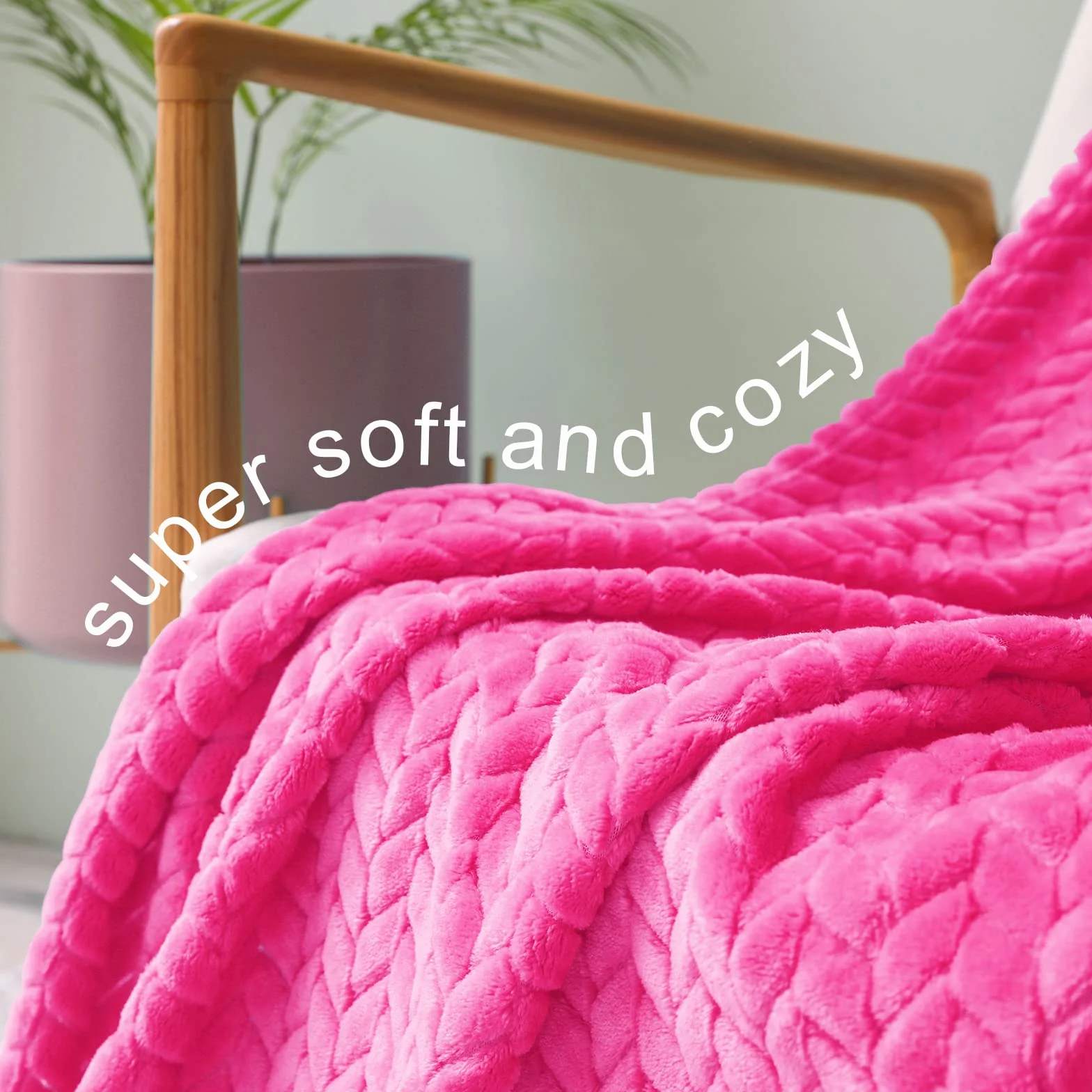 Exclusivo Mezcla Koc polarowy na kanapę i łóżko, 127x178 CM miękki przytulny żakardowy flanelowy koce, lekki puszysty pluszowy ciepły narzuty na wszystkie pory roku, Hot Pink