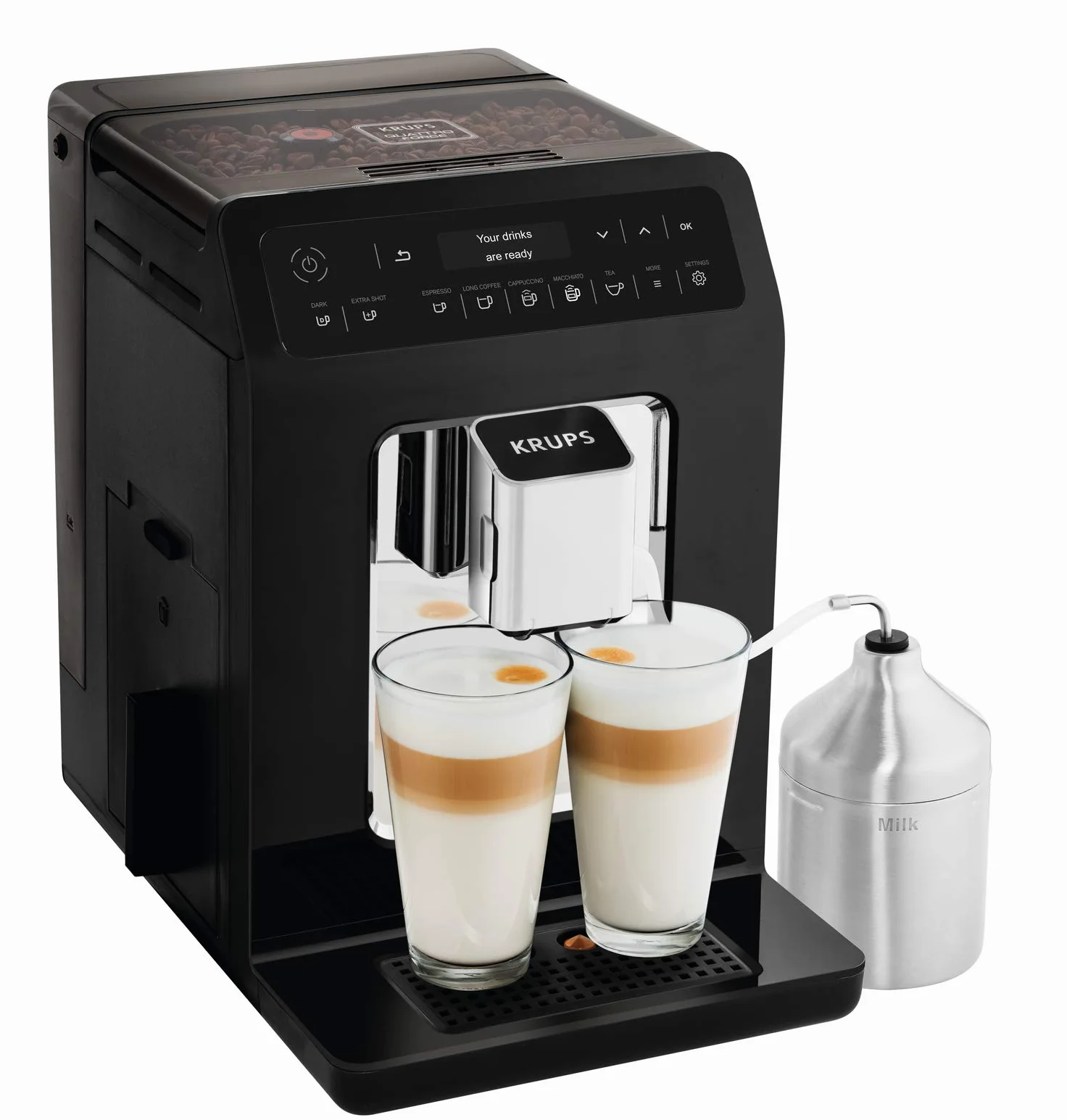 Krups EA8918 Evidence w pełni automatyczny ekspres do kawy | wyświetlacz OLED Barista Quattro Force Technology | 12 kawa | 3 odmiany herbaty | cappuccino jednym dotknięciem | funkcja 2 filiżanek | czarny