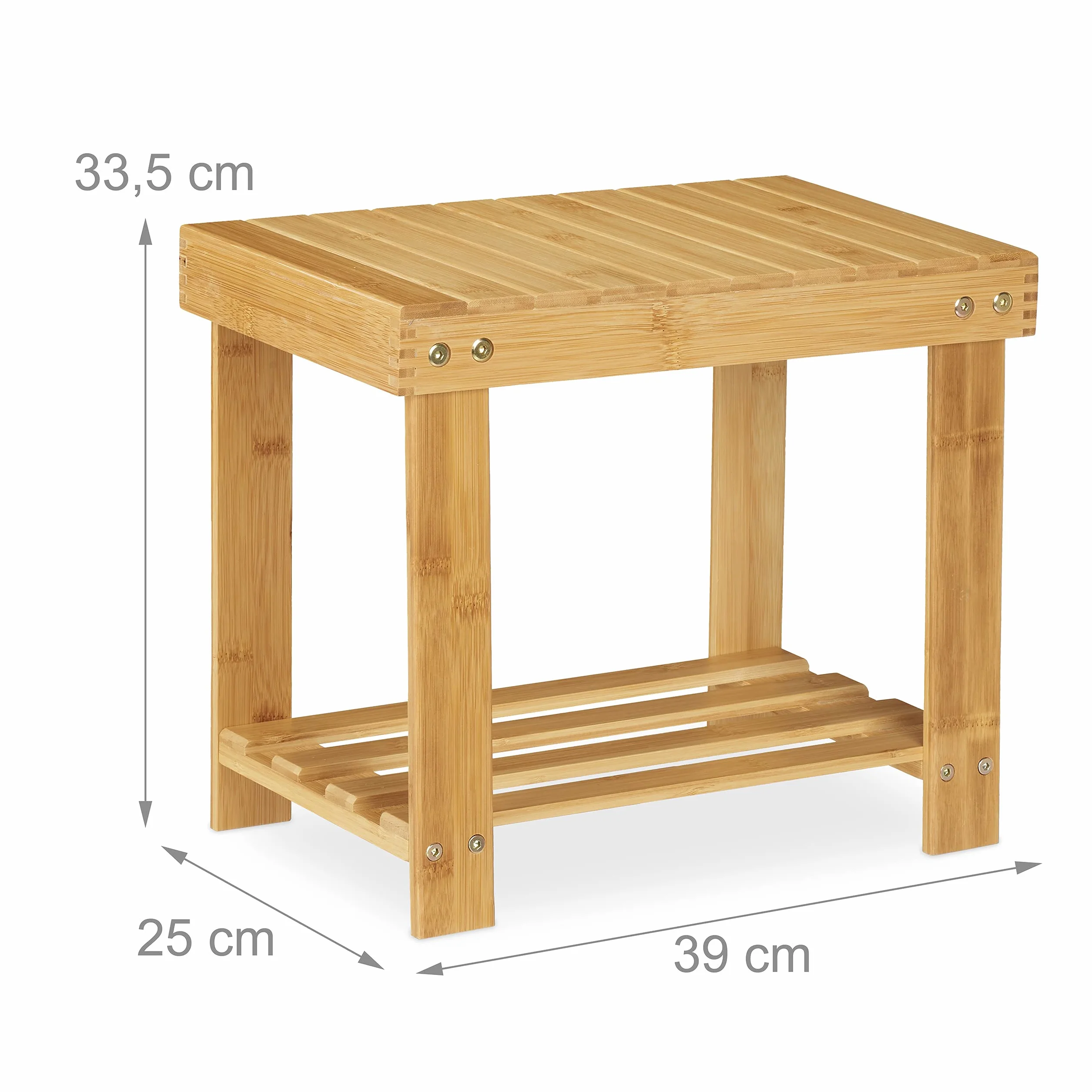 Relaxdays Podnóżek Bambusowy 100 kg 33,5 x 25 x 39 cm Naturalny