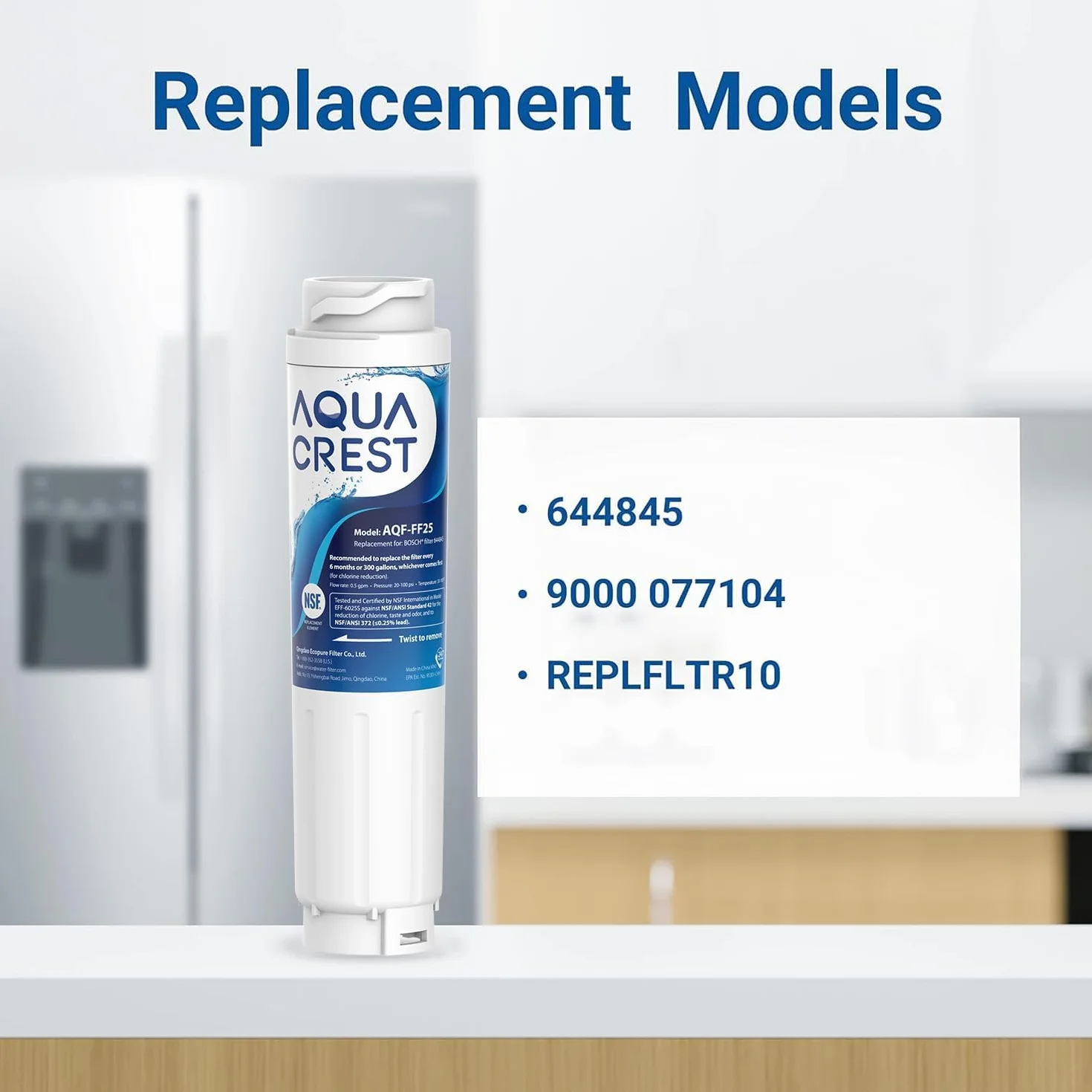 AQUACREST 644845 Zamienny Filtr Wody do Lodówki Kompatybilny z Bosch Siemens Neff Miele Haier