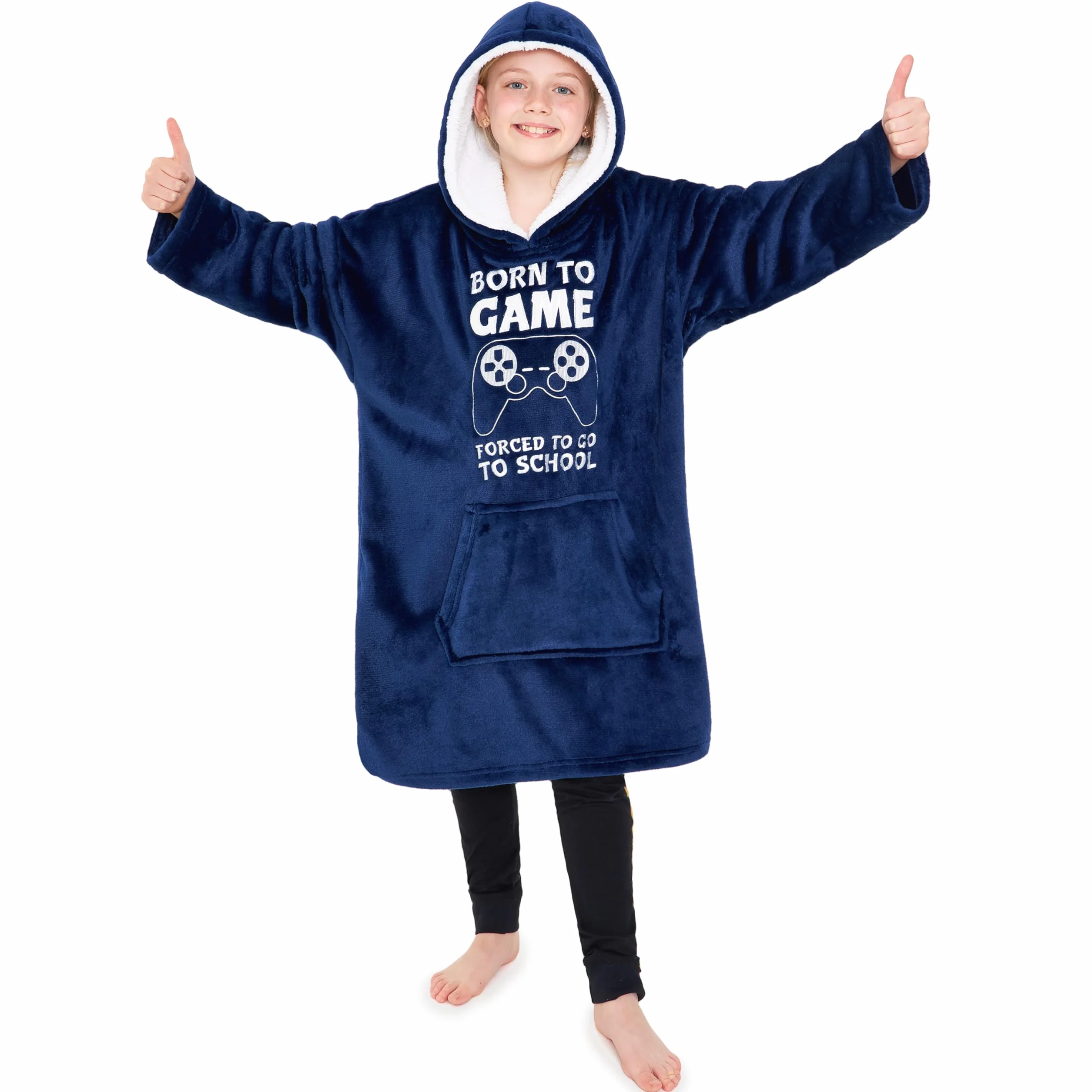 Polarowa Bluza z Kapturem dla Dzieci - Futbolowa Bluza One Size z Podszewką Sherpa