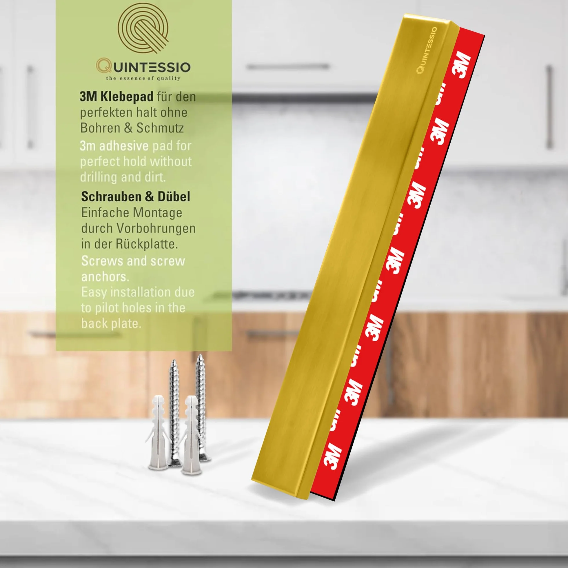 QUINTESSIO Listwa magnetyczna do noży ze stali nierdzewnej 40 cm złoto