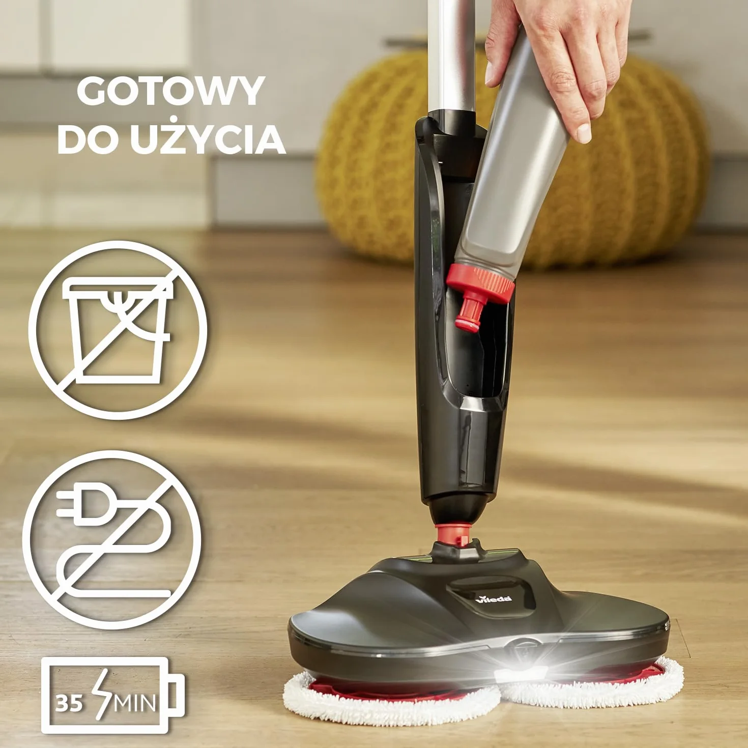 Vileda Looper mop elektryczny bezprzewodowy ze spryskiwaczem do mycia podłóg