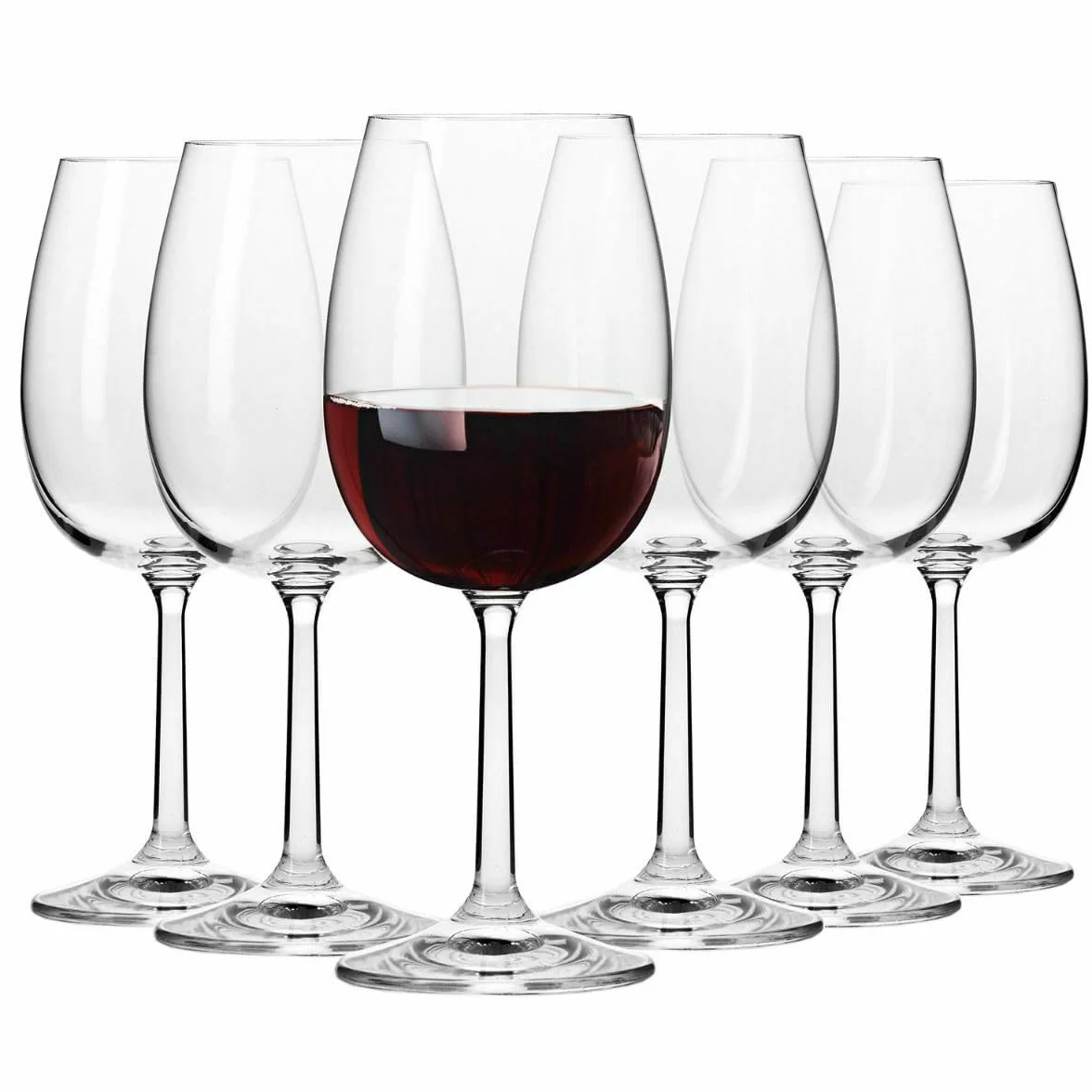 KROSNO | Kieliszki do czerwonego wina | Zestaw 6 x 390 ml | Kolekcja Pure | Bezołowiowe szkło kryształowe | Eleganckie i praktyczne | Idealne do domu i gastronomii | Do zmywarki