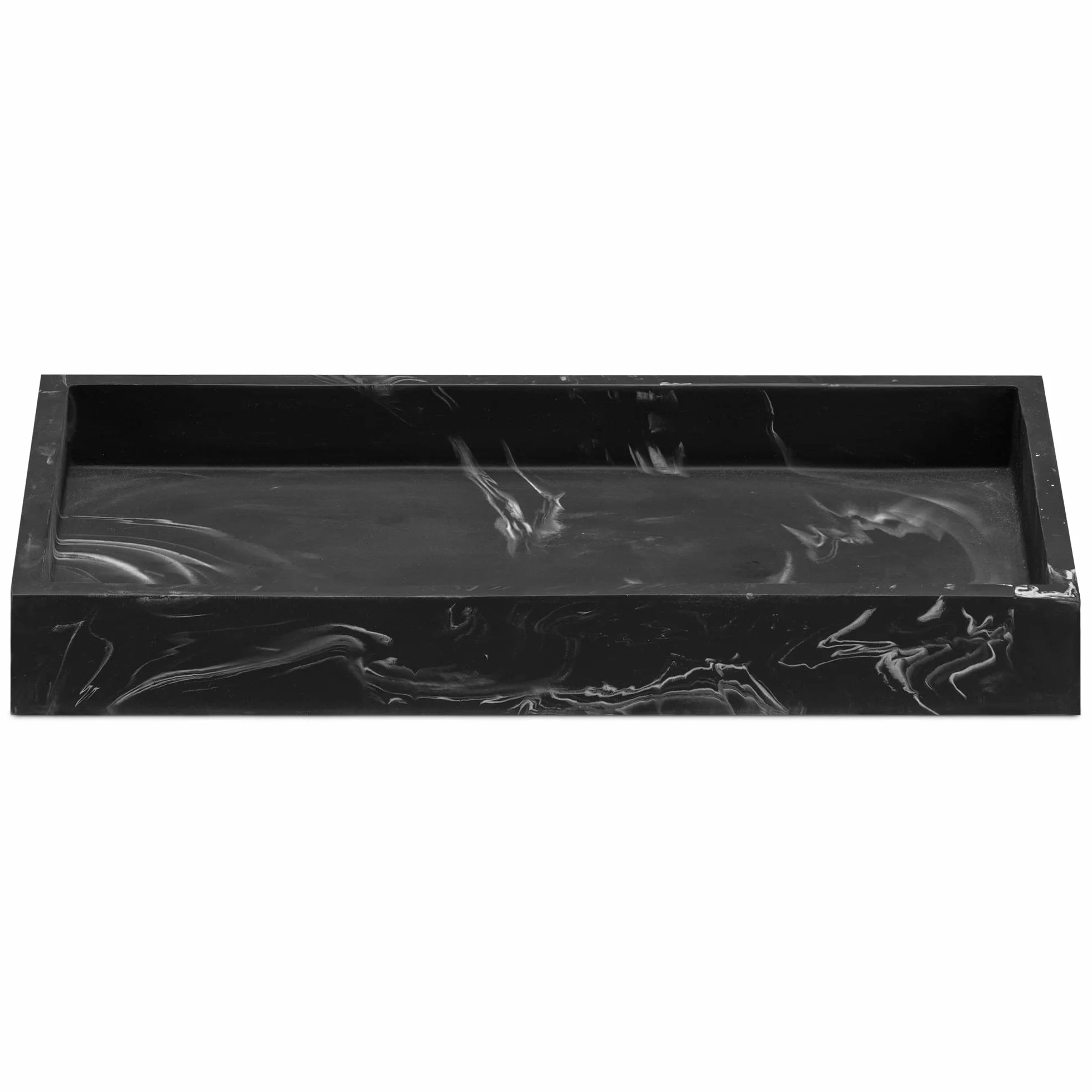 Navaris Taca na biżuterię z czarnego marmuru z żywicy – 23,5 cm x 12,5 cm spodka do organizacji, dekoracyjny pojemnik do łazienki, toaletki, biurko, światło