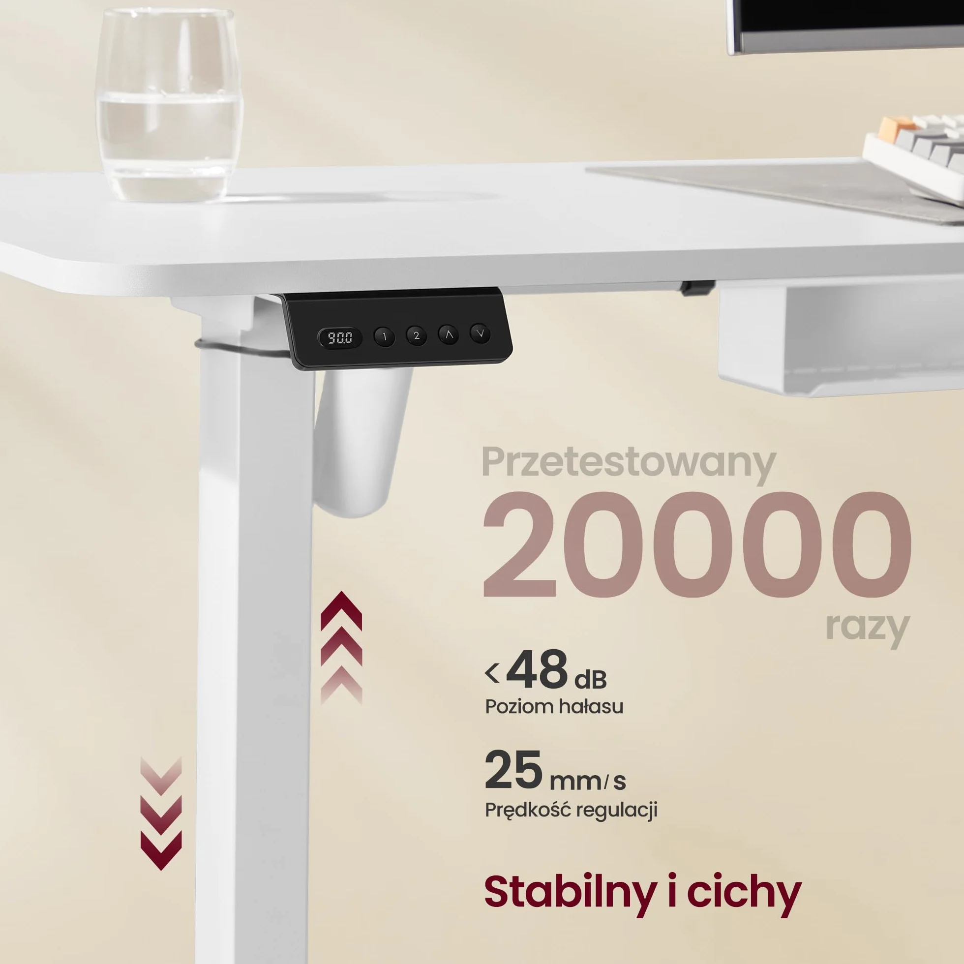 VASAGLE Biurko z elektryczną regulacją wysokości, narożne w kształcie litery L, 140 x 160 cm, z listwą zasilającą, 2 pamięci wysokości, do domowego biura, w kolorze białym i matowym LSD264W01