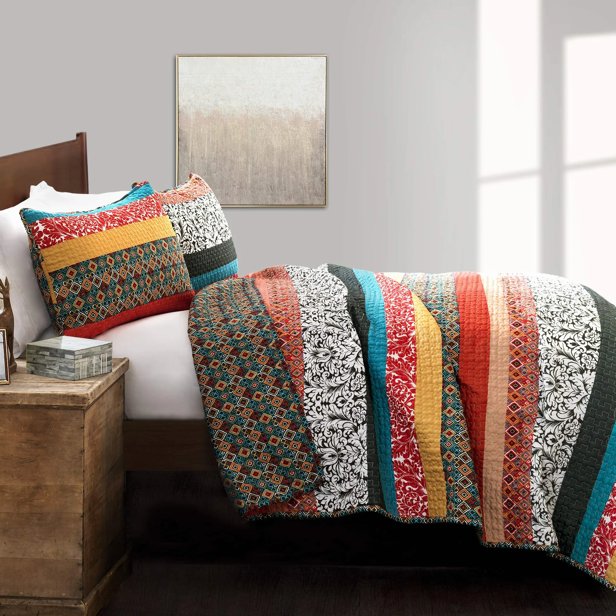 Lush Decor Zestaw pościeli boho bawełna turkus mandarynka 3-częściowy
