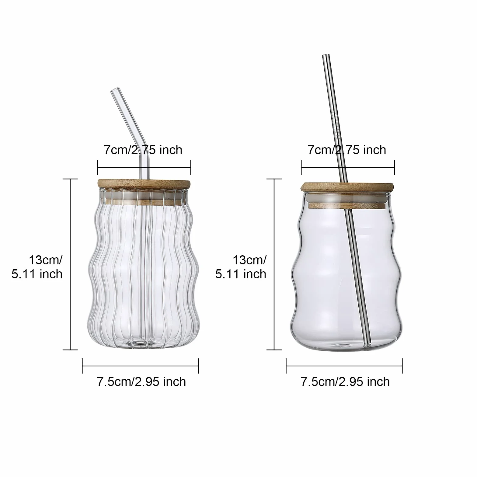 Szklane kubki z pokrywkami i słomkami, 500 ml, szklany kubek z pokrywką i słomką, szklanki do kawy mrożonej, nowoczesne szklanki do smoothie do whisky, napojów gazowanych, herbaty, A 1