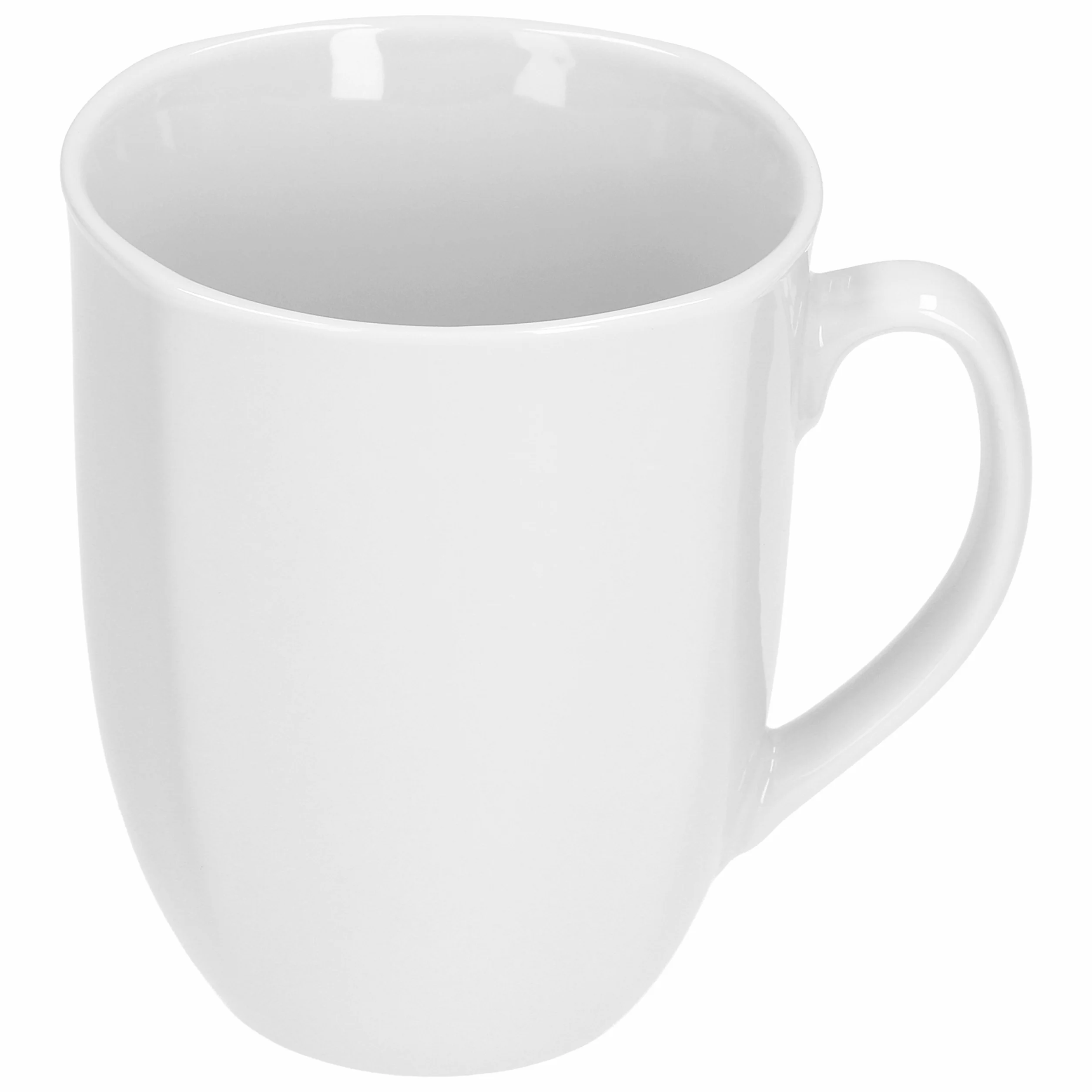 Van Well Lilli 6-Częściowy Zestaw Porcelanowych Kubków Do Kawy, Białe, 350 ml, Ø 8 cm, Wysokość 10 cm - Klasyczne Błyszczące Wzornictwo, Kwadratowy Kształt, Duża Filiżanka