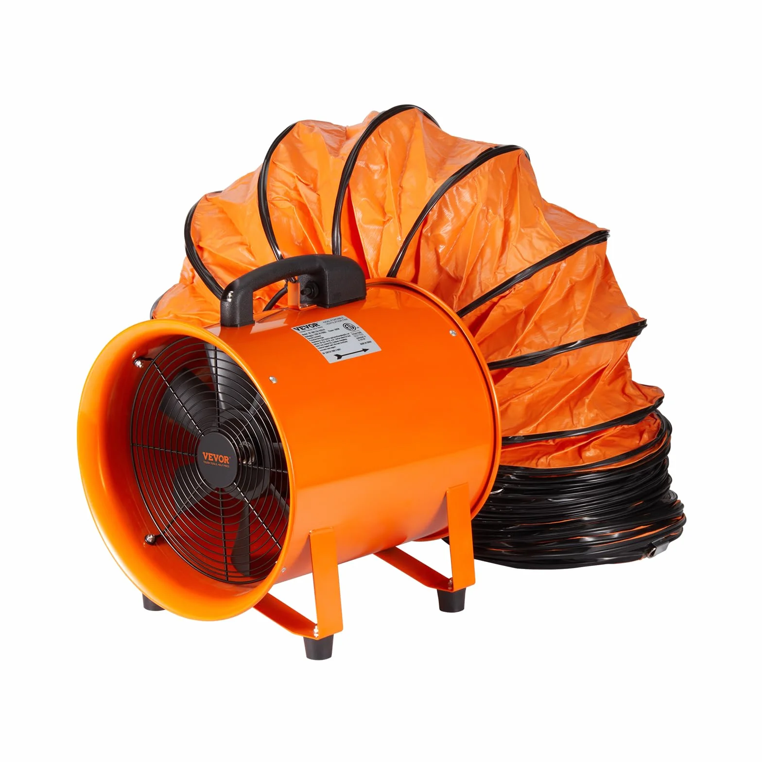 VEVOR Wentylator budowlany 367 W AC - dmuchawa budowlana 2800 obr./min, 2574 CFM (4373 m3/h), wentylator osiowy z wężem 10 m, dmuchawa osiowa, poziom hałasu 79 dB