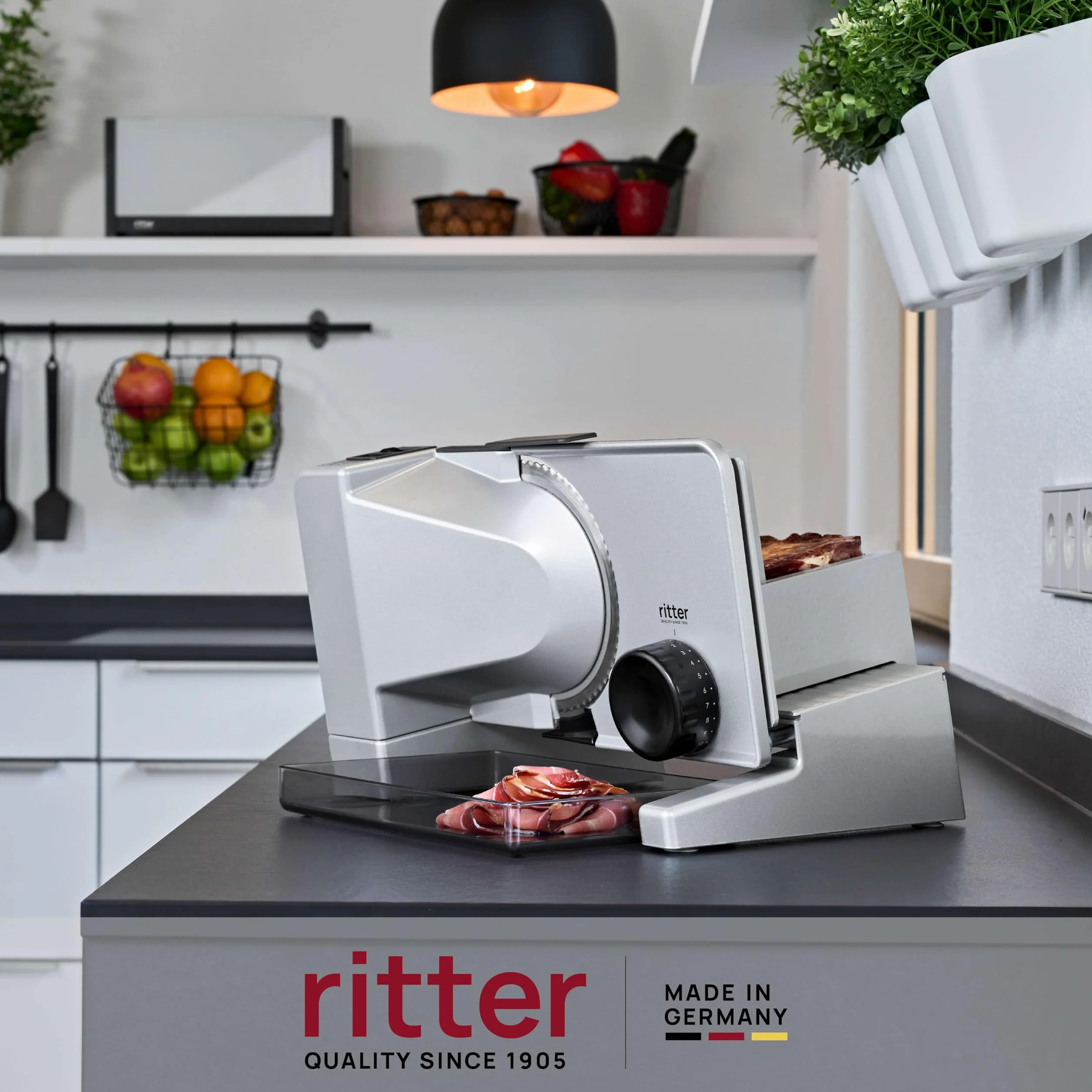 Ritter Serano 7 Duo Plus elektryczna krajalnica do chleba, wędlin i serów, metal, Made in Germany