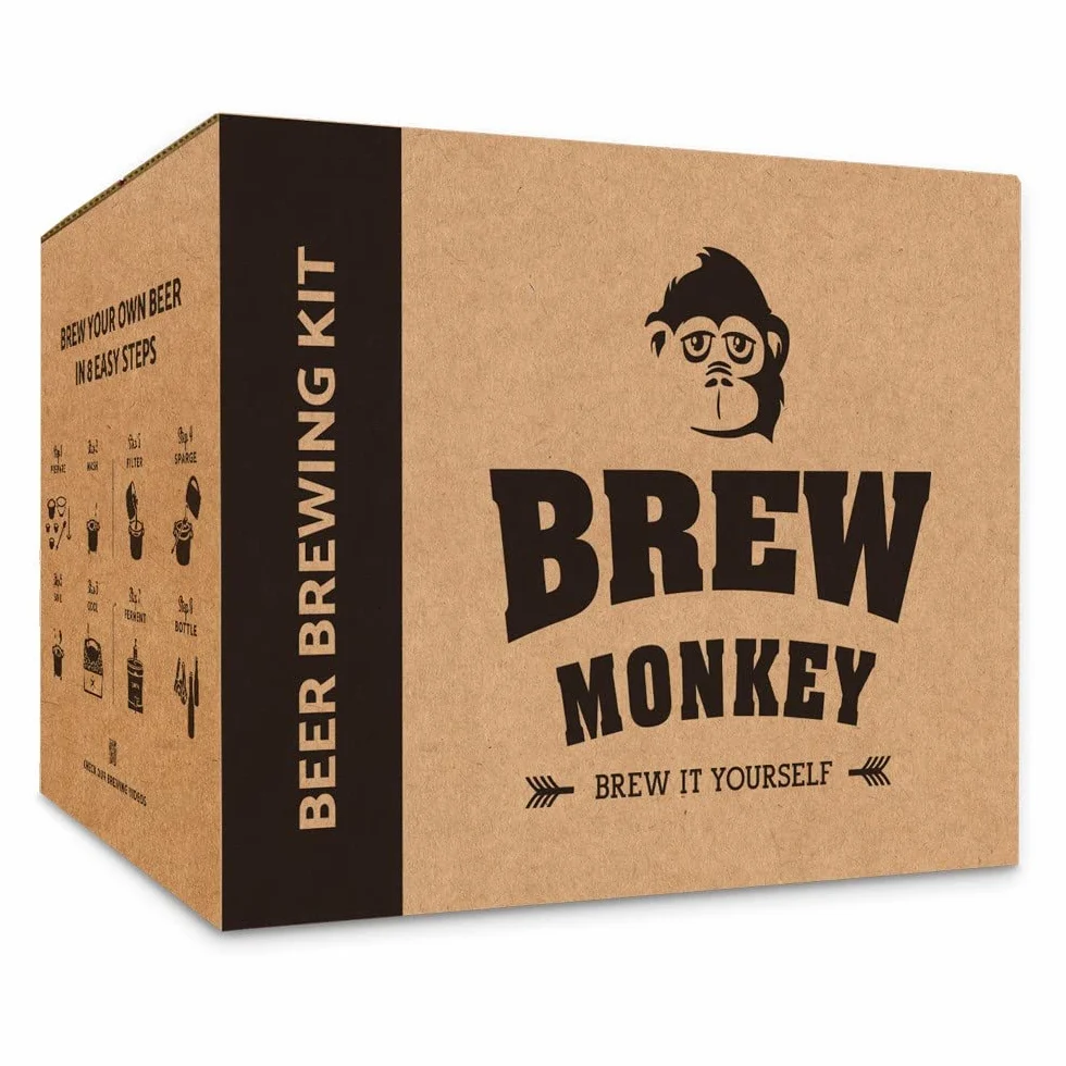 Brew Monkey® Zestaw do warzenia piwa Blond | podstawowy zestaw 5 litrów piwa | 6,4% obj. | zestaw do warzenia piwa | prezent dla mężczyzn | prezent urodzinowy dla mężczyzn | dla mężczyzn