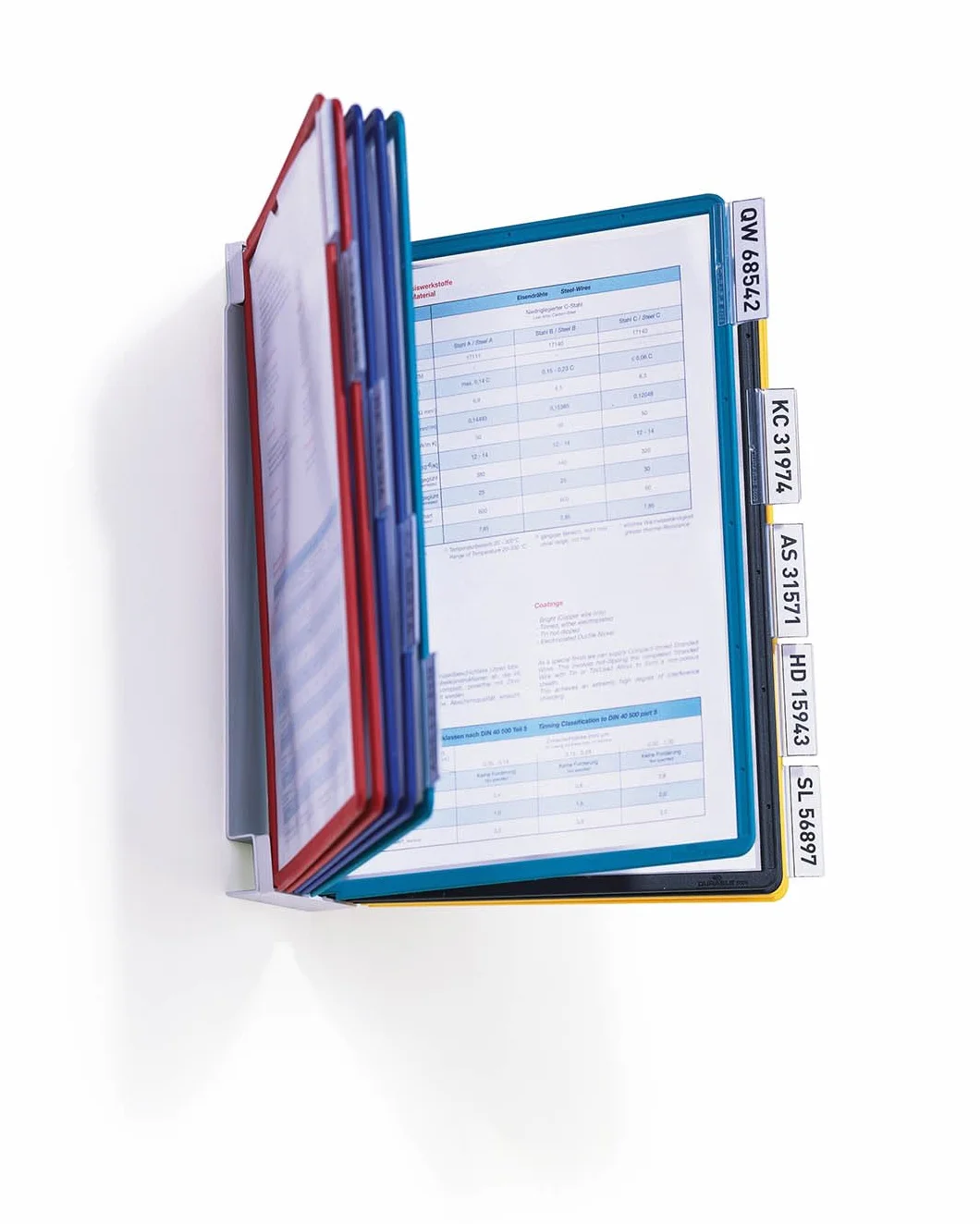 Durable 556700 Zestaw paneli informacyjnych Vario Wall 10 (A4, ścienny z 10 panelami), wielokolorowy.