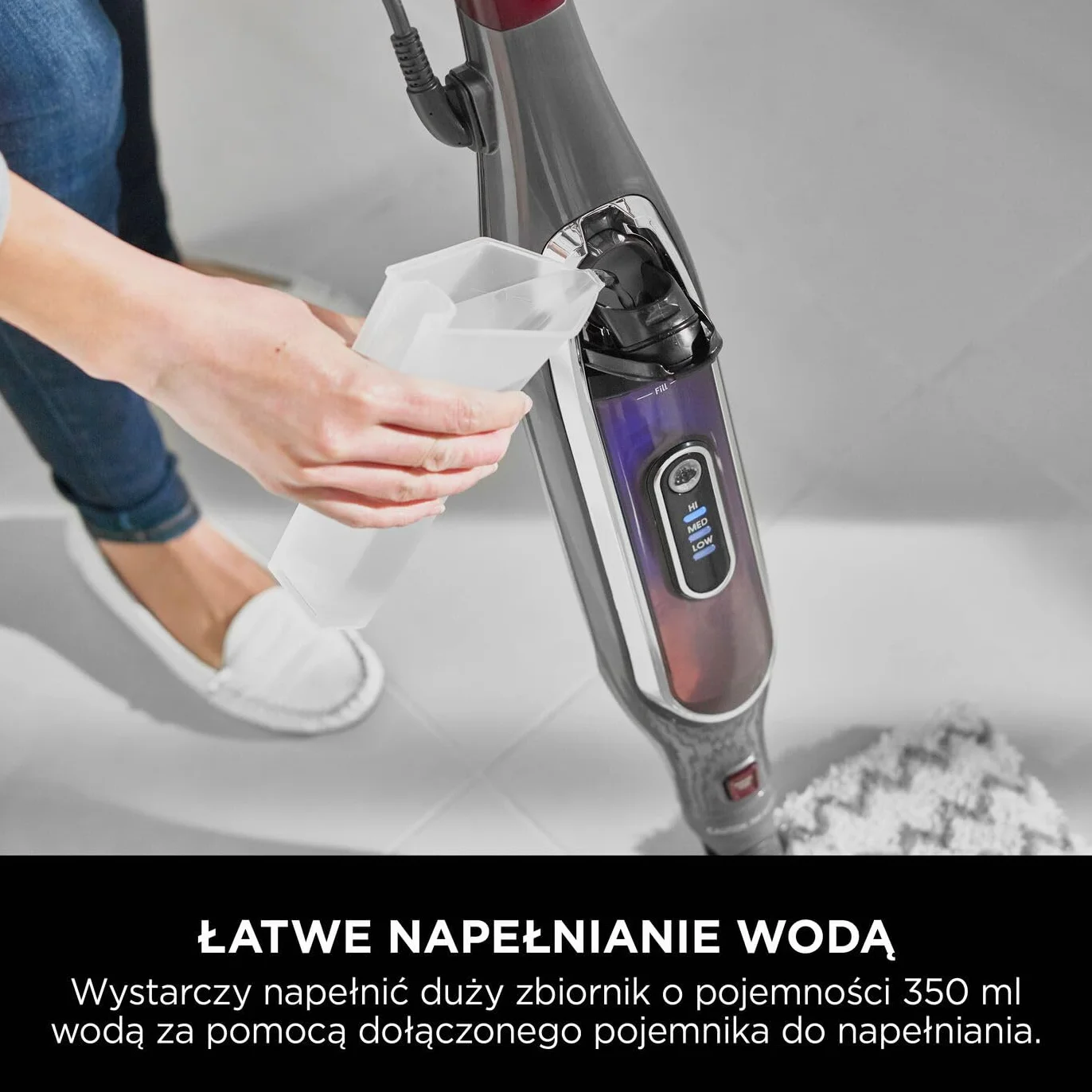 Shark Automatic Klik n' Flip Mop parowy do twardych podłóg z kontrolą pary, funkcją Steam Blaster, 2 nakładki czyszczące które można prać, pojemnik na wodę 350ml, kabel 6 m, szaro/bordowy S6003EU