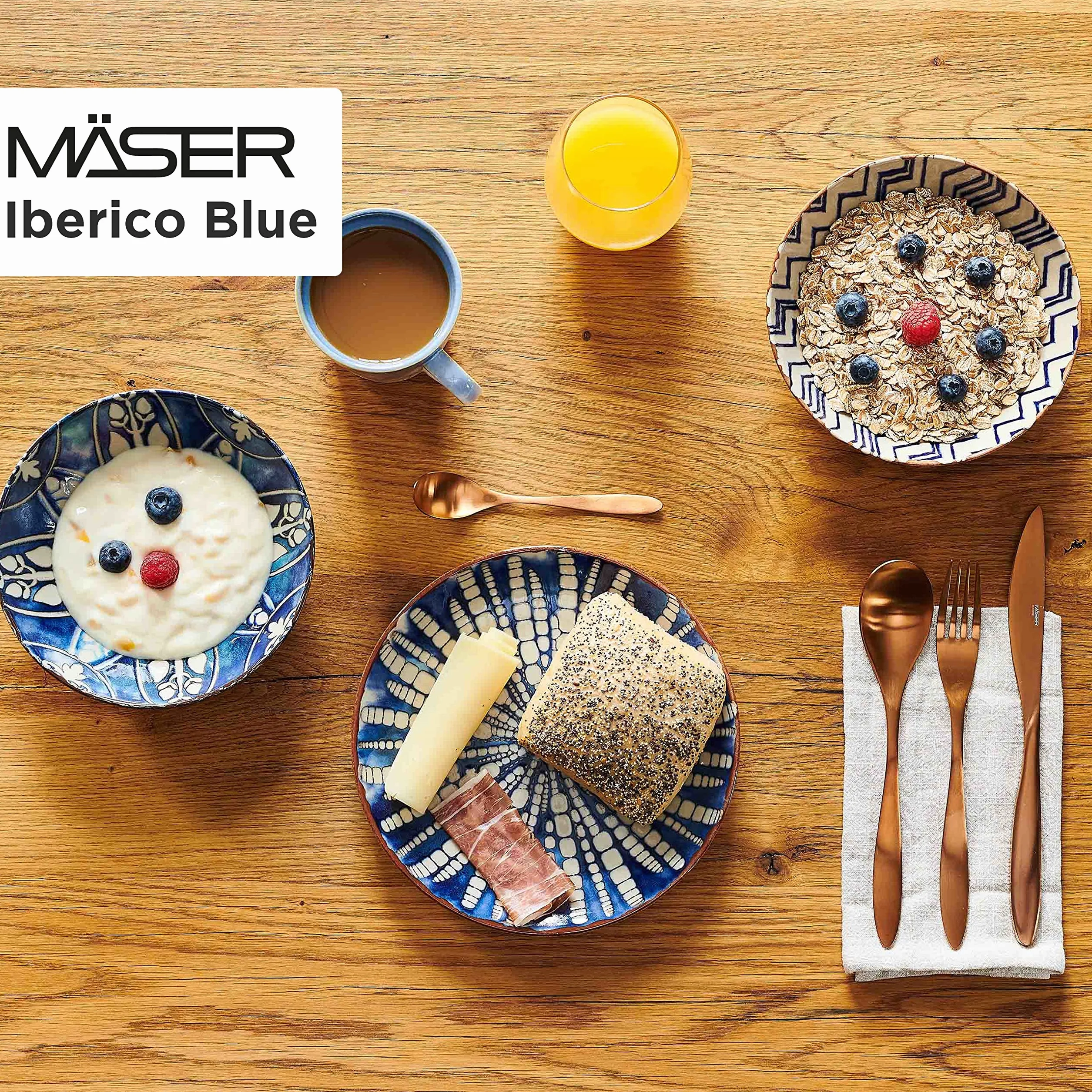 MÄSER Iberico Blue 5-częściowy zestaw misek w stylu mauretańskim, kamionka