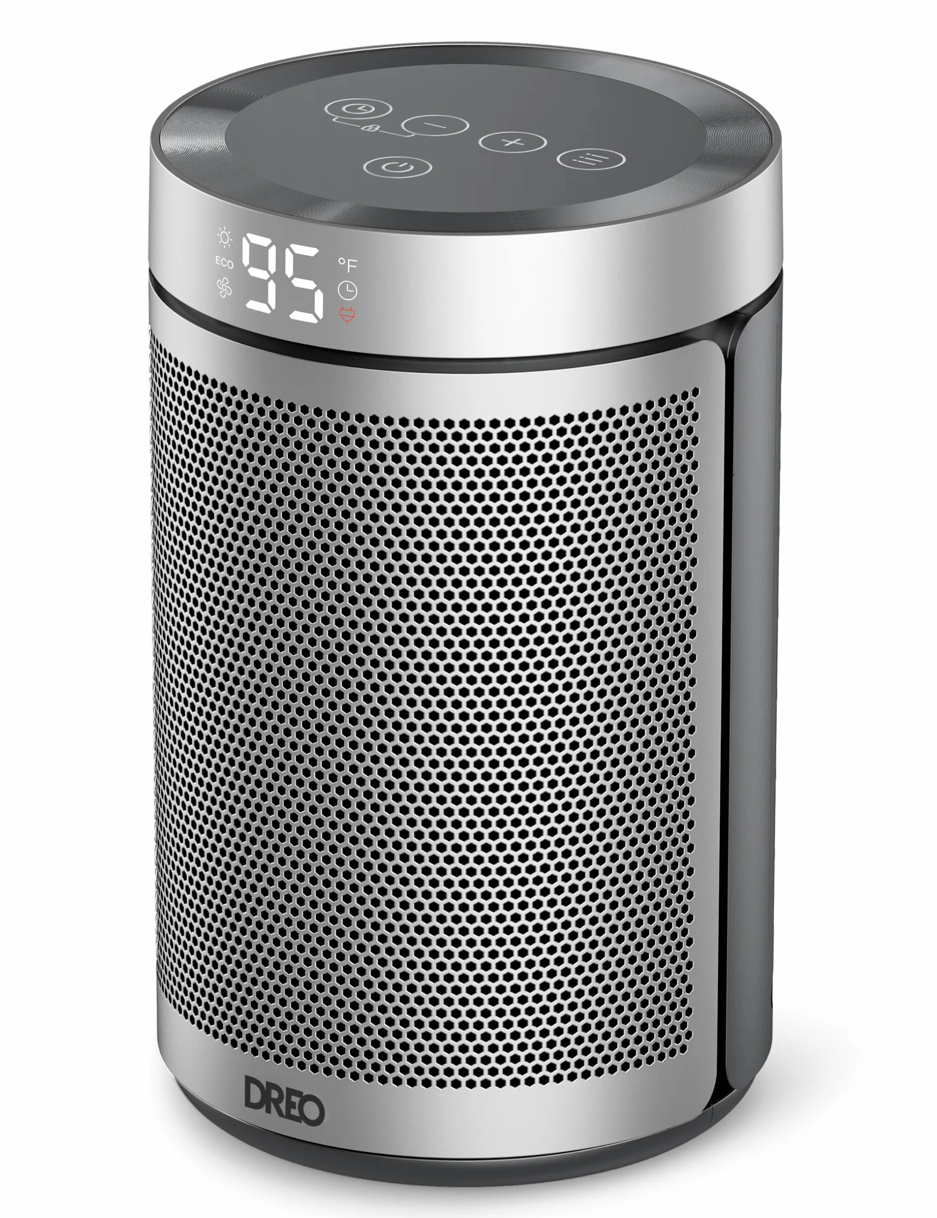 Dreo Atom 316 Energooszczędny termowentylator, 34 dB cichy 1500 W, elektryczny ceramiczny PTC, termostat, ochrona przed przegrzaniem i przewróceniem, timer 12 h, ogrzewanie elektryczne do pomieszczeń