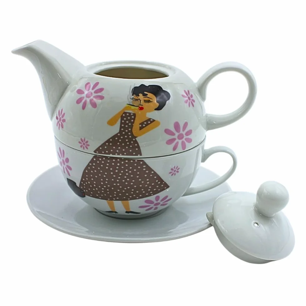 Porcelanowy dzbanek, dzbanek do herbaty, zestaw Tea for one, dzbanek do serwowania herbaty, retro dzbanek do herbaty, serwis do herbaty, filiżanka do herbaty z dzbankiem do herbaty, zestaw dzbanków do