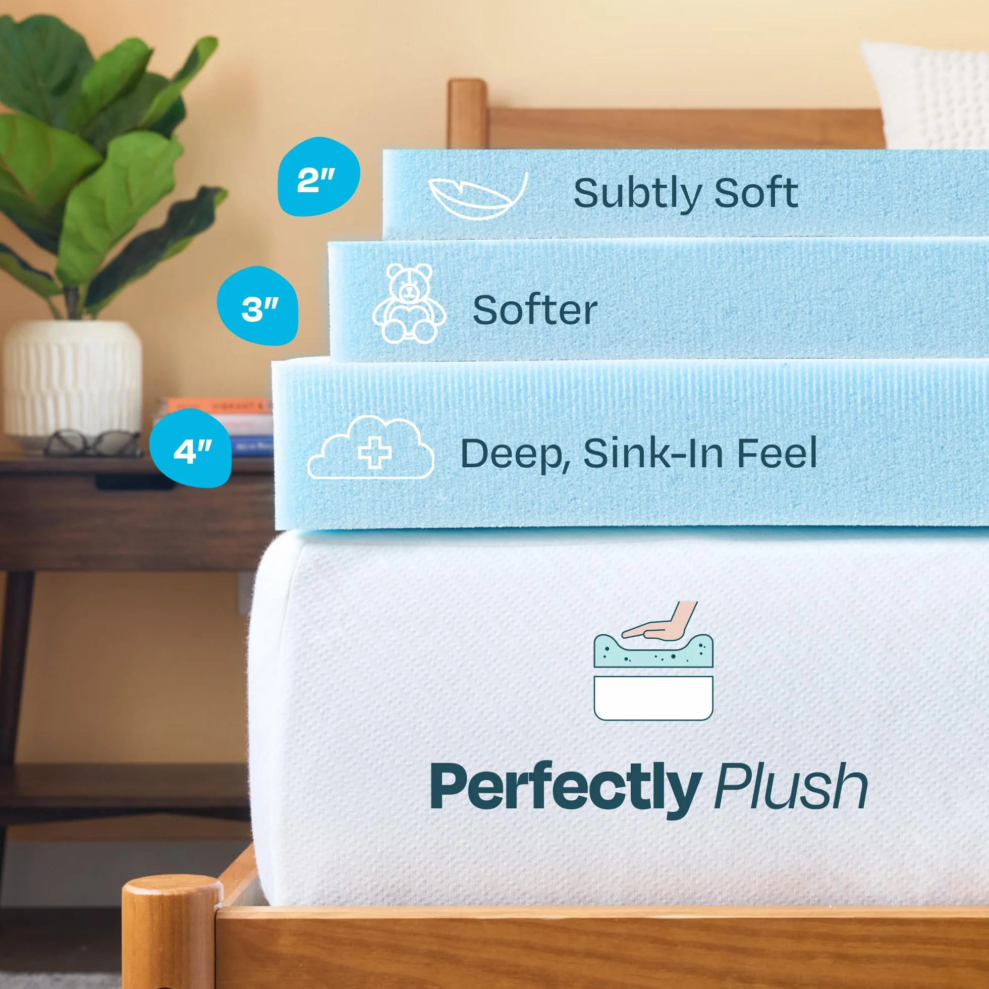 Linenspa Nakładka na materac z pianki memory, 5 cm, żelowa nakładka na materac Twin XL, certyfikat CertiPUR-US