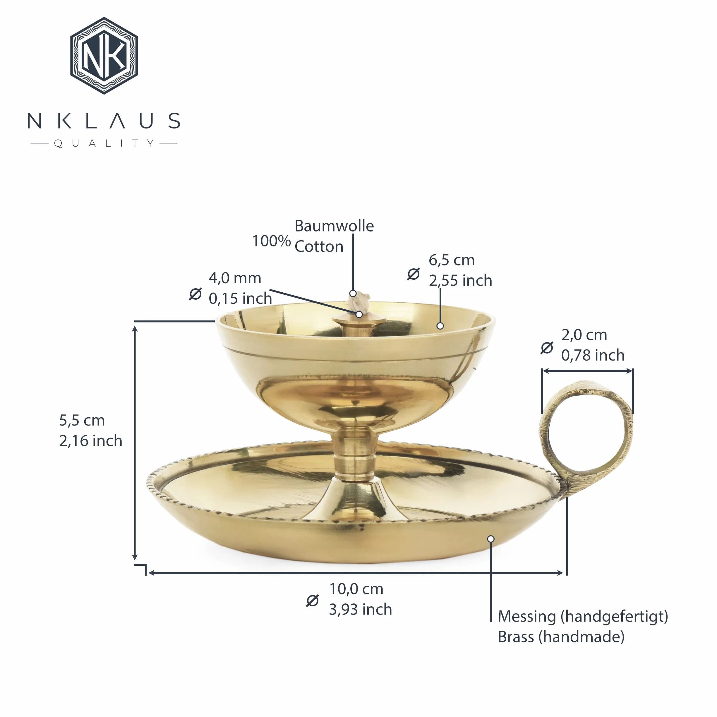 NKlaus Lampa Ghee lampa olejna z knotem ręcznie robiona mosiądz dom ogród złota duża nowa 1578