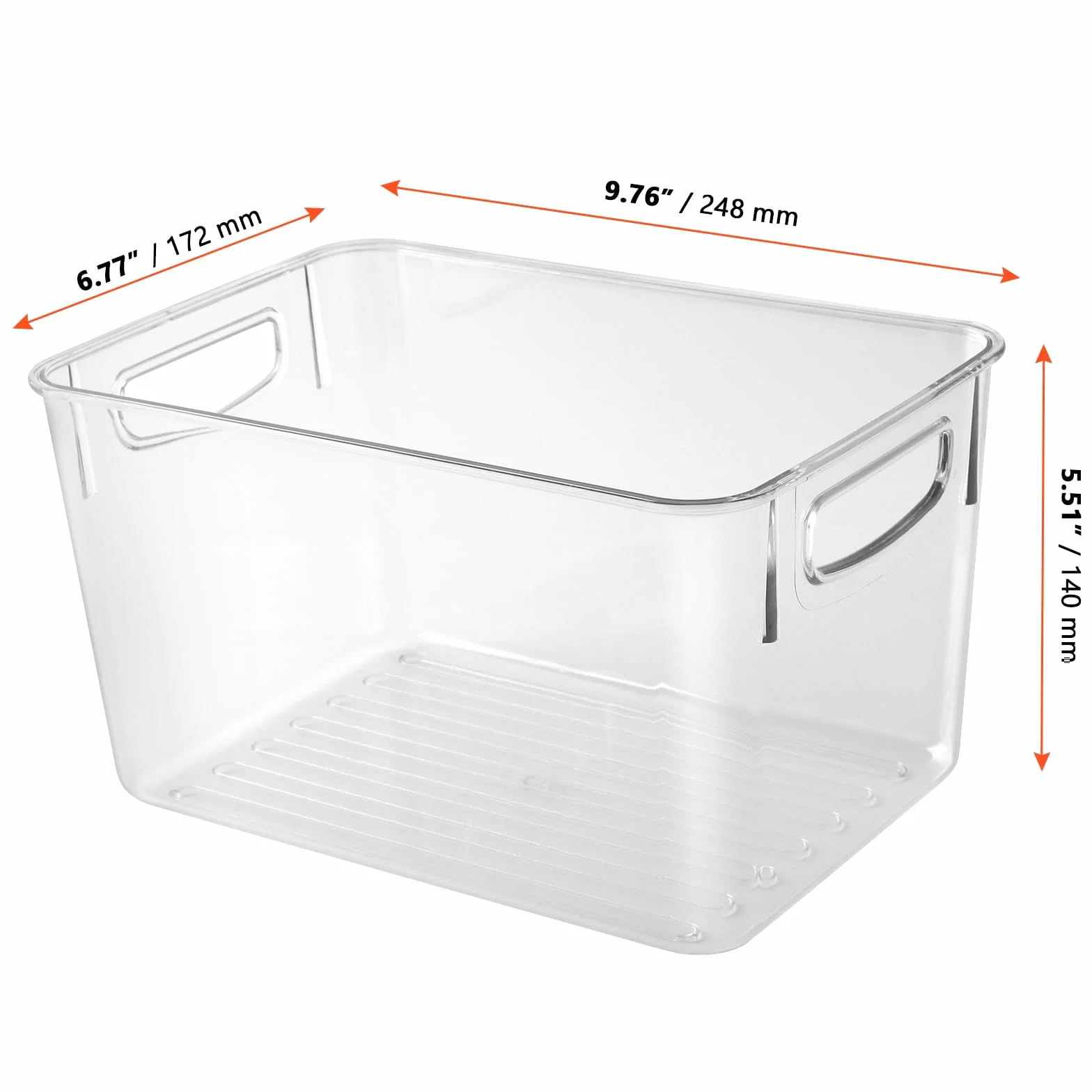 SINJEUN 4 organizery do lodówki z uchwytem, 24,8 x 17,2 x 14 cm, pojemniki na lodówkę, pojemniki do przechowywania, przezroczyste tworzywo sztuczne, do kuchni
