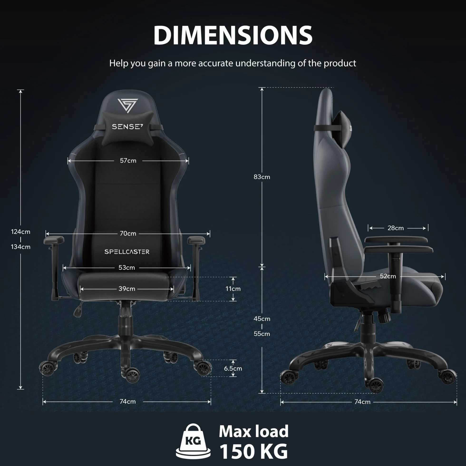 SENSE7 Spellcaster FUKU Fotel Gamingowy - Alcantara Premium - Ergonomiczny Komfort, Regulacja 160°, Regulowane Podłokietniki, Oddychająca Pianka HR - Idealny do Biura lub Gamingu, Elegancki Design