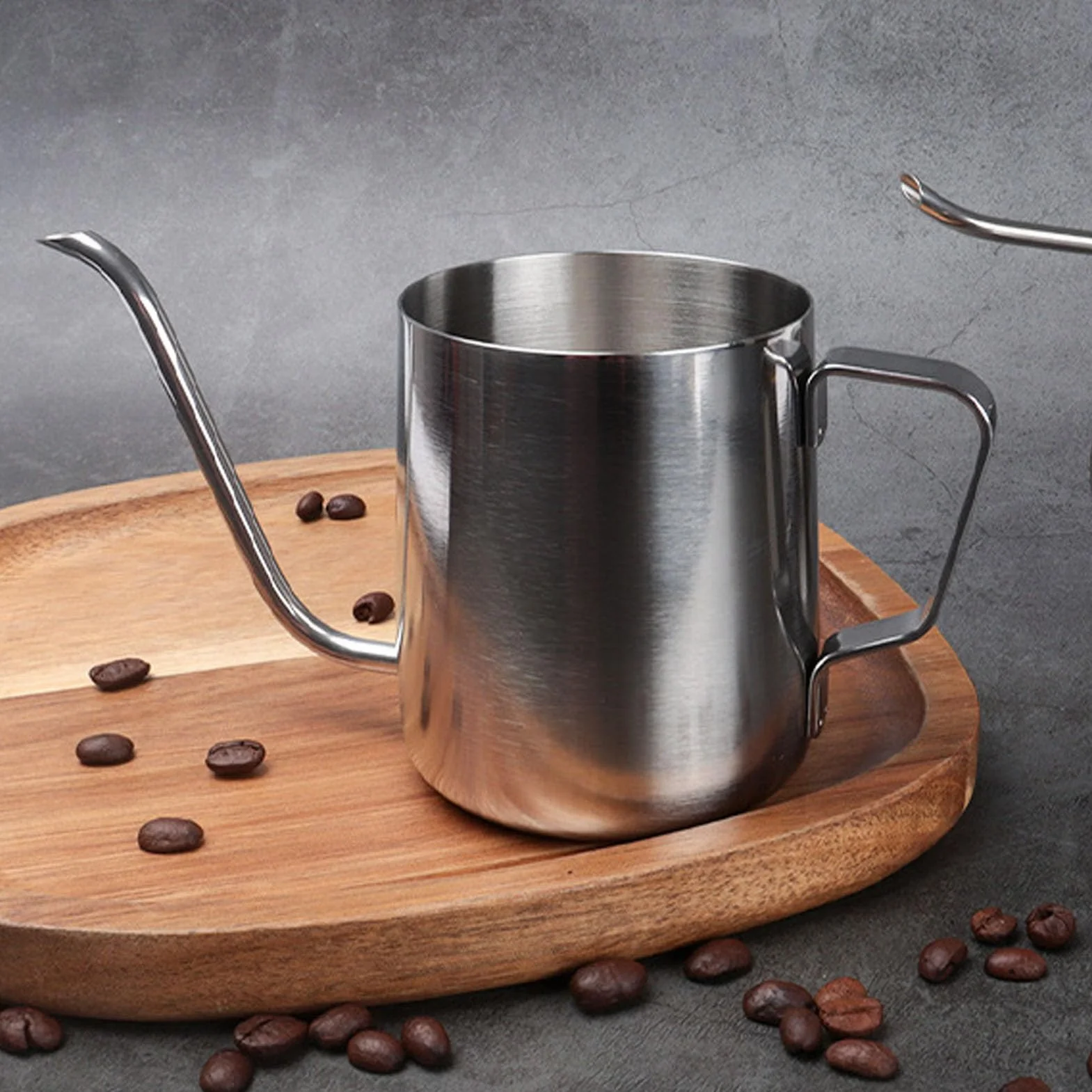 Czajnik do parzenia kawy, 350 ml ze stali nierdzewnej z gęsią szyjką, długi wylew do kawy i herbaty, wiszące ucho, podróżny French Press