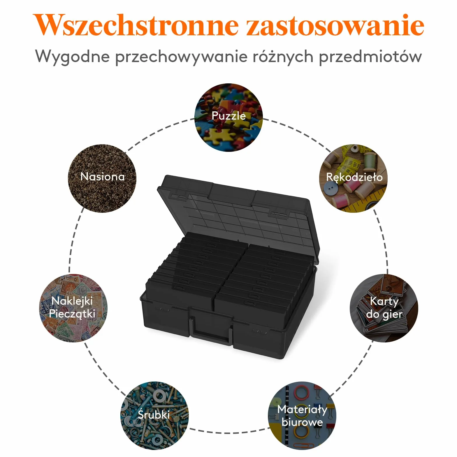 Lifewit Pojemnik do Przechowywania Zdjęć 10 x 15 cm Pojemnik na Zdjęcia, 18 Wewnętrznych Miejsc na zdjęcia, Czarny Pudełka na Przechowywanie, Plastikowy Organizer z Naklejką Etykiety 1-arkuszowej