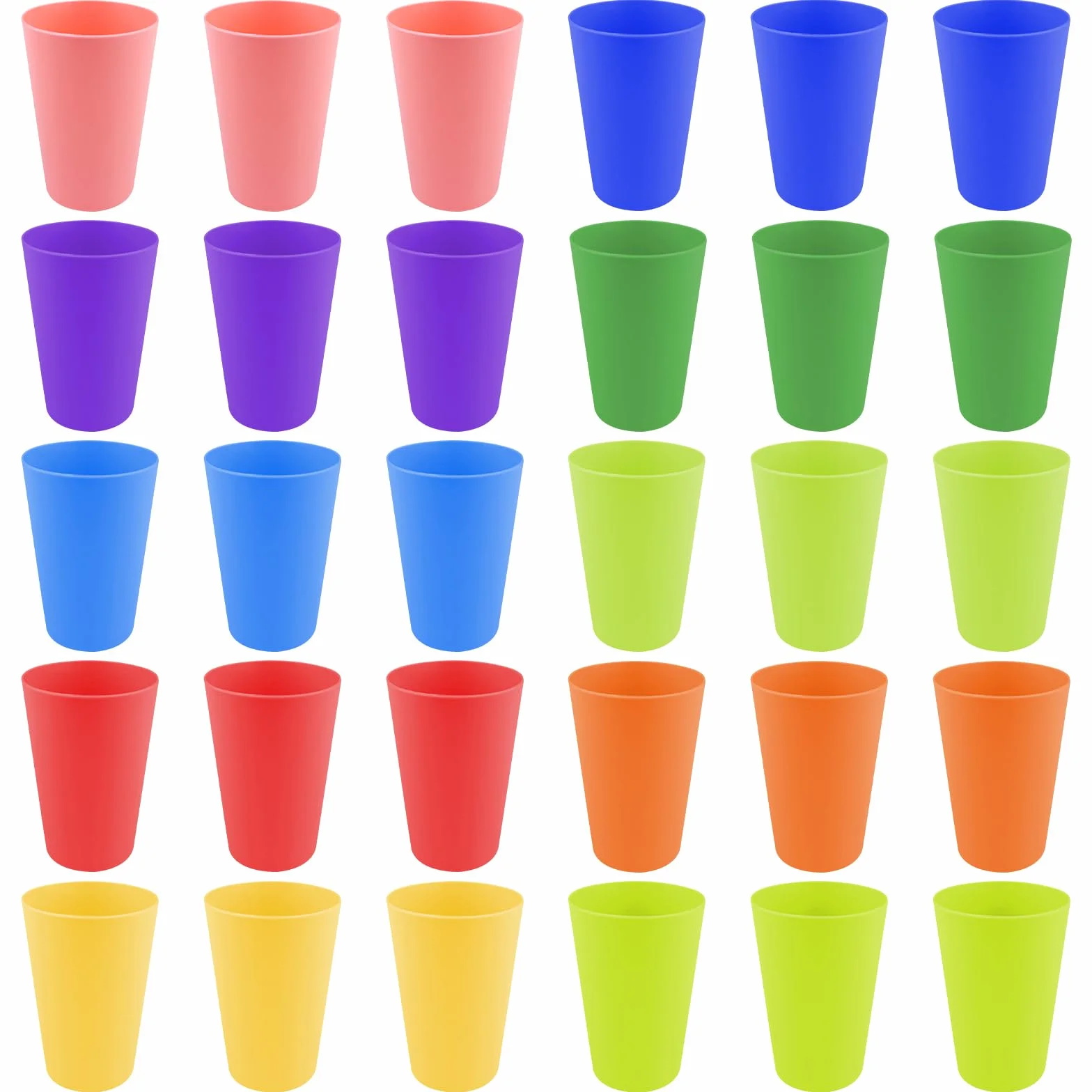 30 sztuki plastikowych kubków wielokrotnego użytku, 260ml Kolorowe Plastikowych Kubków, 10 kolorów