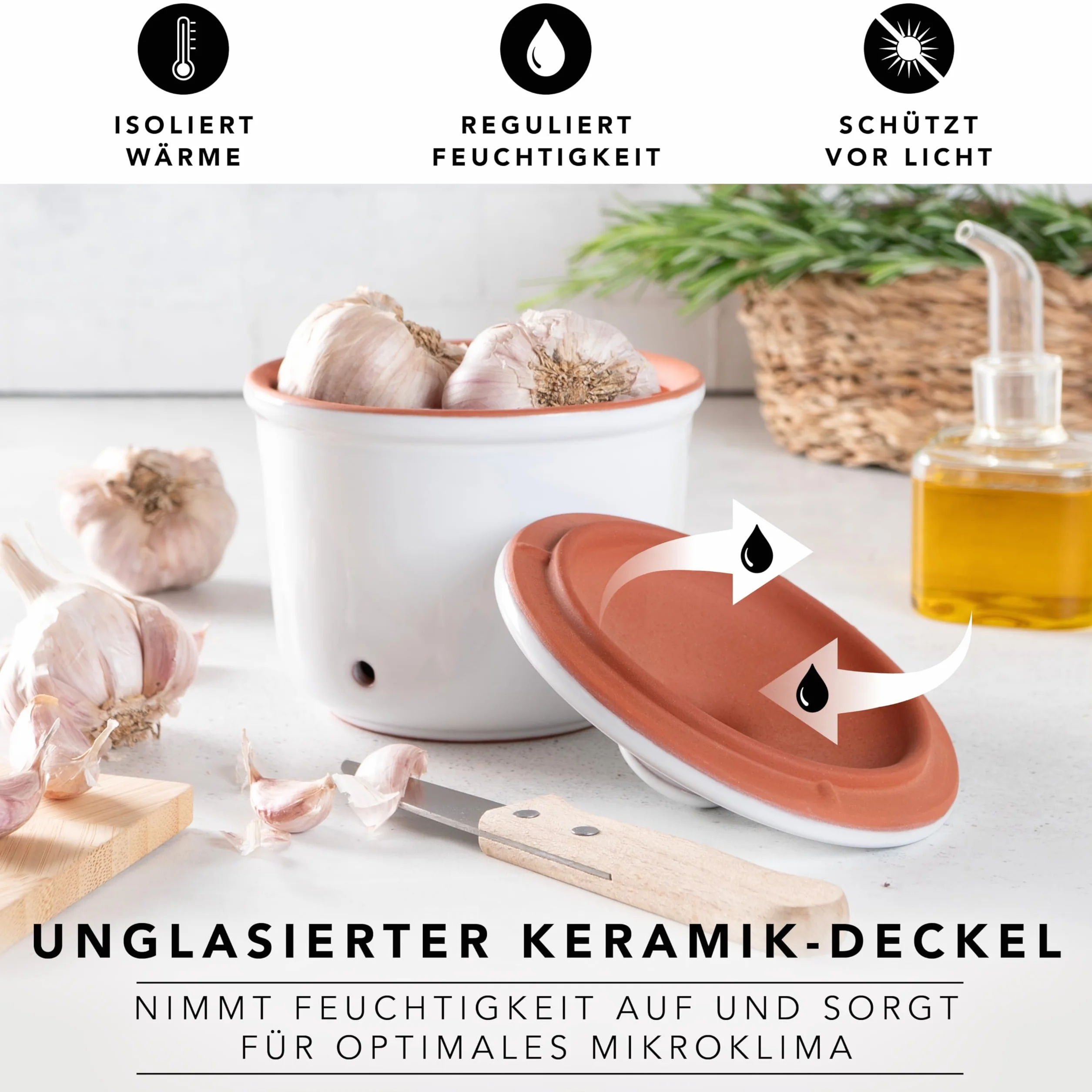 Römertopf garnek mini 0,6 litra ceramiczny do czosnku biały