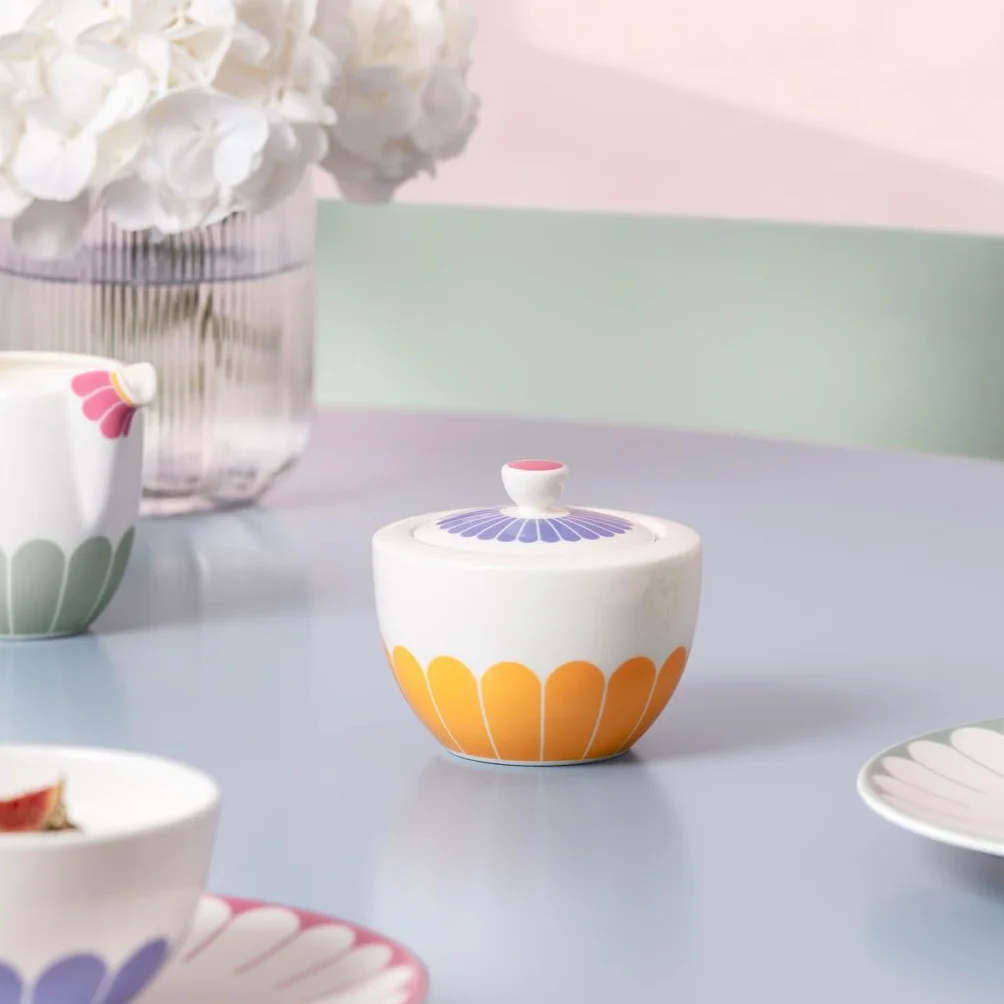 Villeroy & Boch – Fleur cukiernica, wymiary: ok. 10 × 10 × 9 cm, wielokolorowa, można myć w zmywarce i używać w kuchence mikrofalowej, kwiatowy wzór, pojemnik na cukier z porcelany Premium
