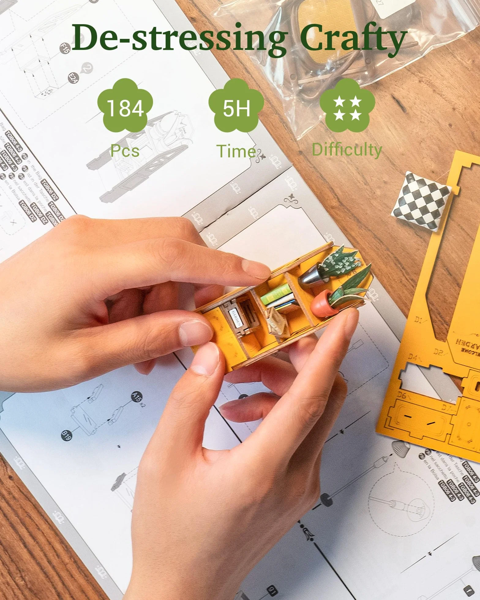 Rolife Zestawy Book Nook dla dorosłych DIY miniaturowy zestaw ze światłem do dekoracji biurka biblioteki półki na książki 3D drewniane puzzle szklarnia Booknook zestawy modeli dla dorosłych do