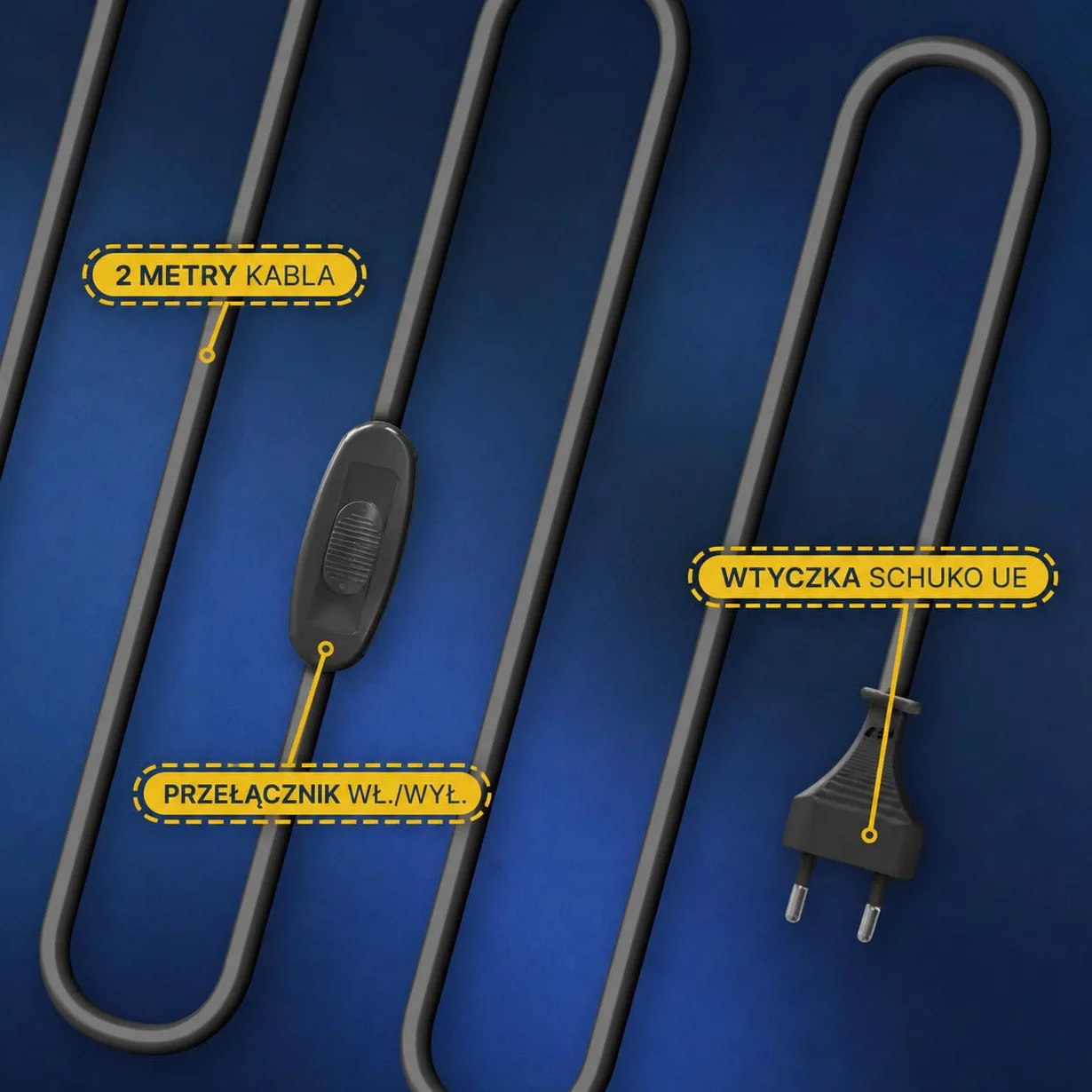 Przenośny wentylator sufitowy z wtyczką i przełącznikiem, 220 V-240 V/5 W, Ø 40 cm, mobilny wentylator z zawieszką, energooszczędny, czarny