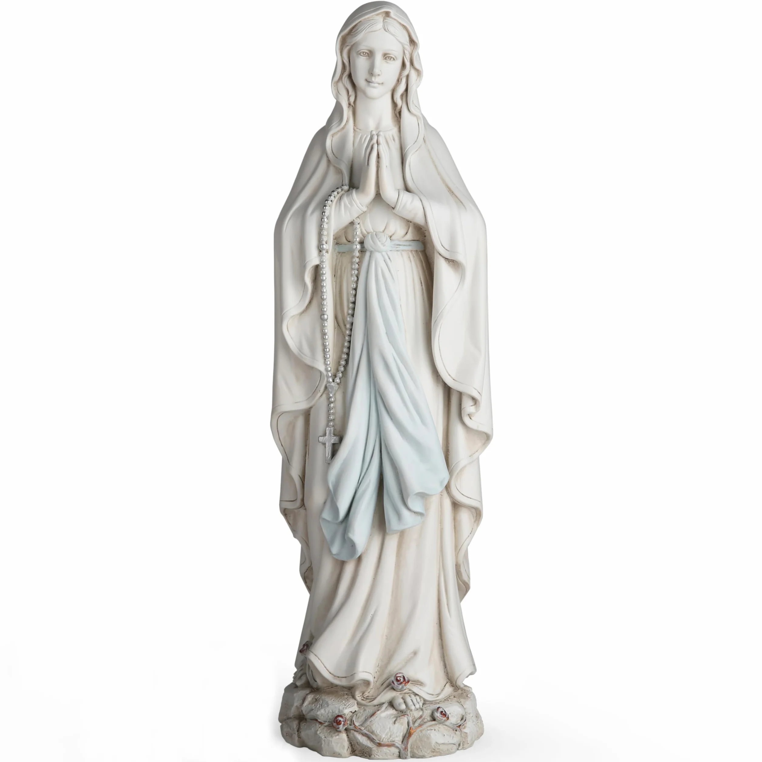 BC Katolicka figurka Matki Bożej z Lourdes, figurka Najświętszej Maryi Panny, dekoracja do domu, na zewnątrz, patio, trawnik, korytarz, religijny prezent, 36,8 cm, ręcznie wykonana przez Buildclassic