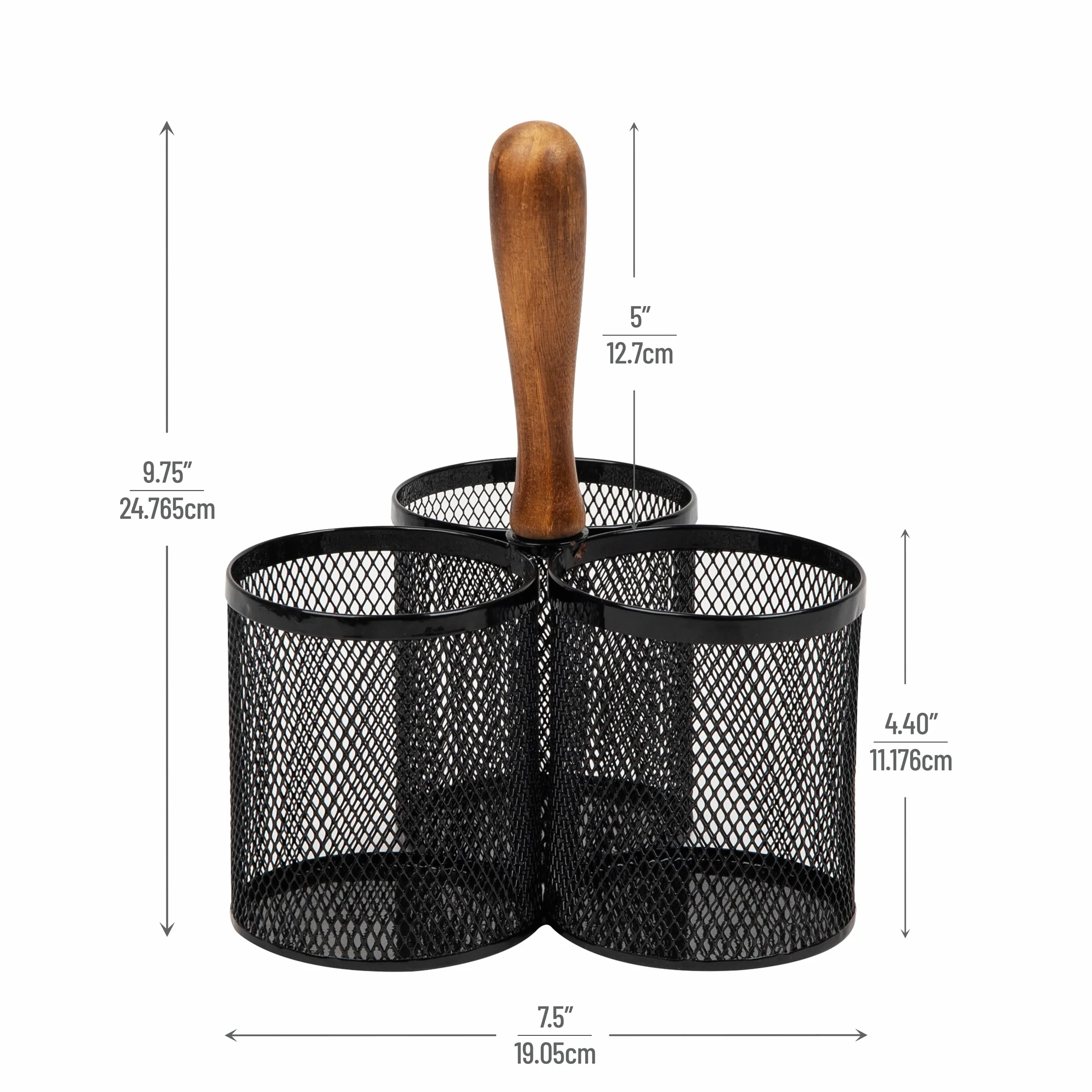Mind Reader Utensil Holder Silverware Organizer Cutlery Holder Metal Mesh 7.5x7.5x9.75 Inch Black
