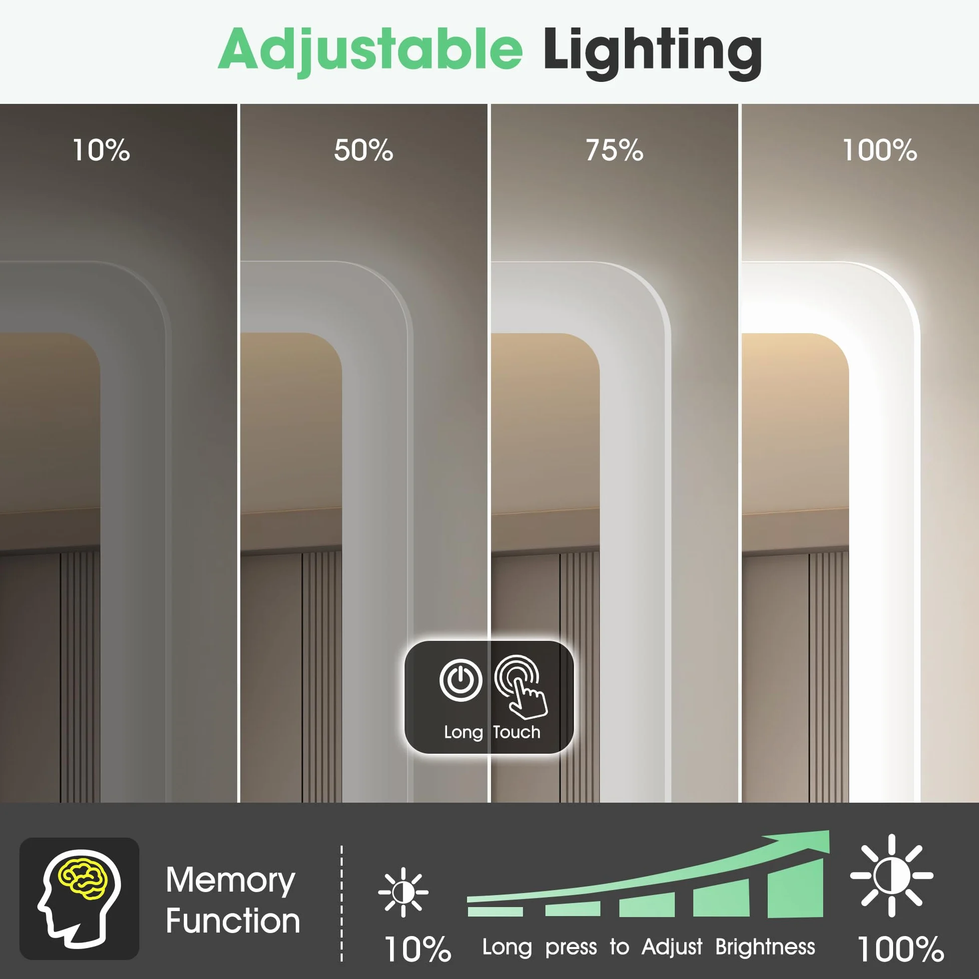 S'bagno Lustro łazienkowe z oświetleniem LED, 120 x 70 cm, z oświetleniem, Bluetooth, detekcja, 3 kolory, możliwość ściemniania, funkcja pamięci, szkło hartowane, wodoszczelność IP44, poziome/pionowe