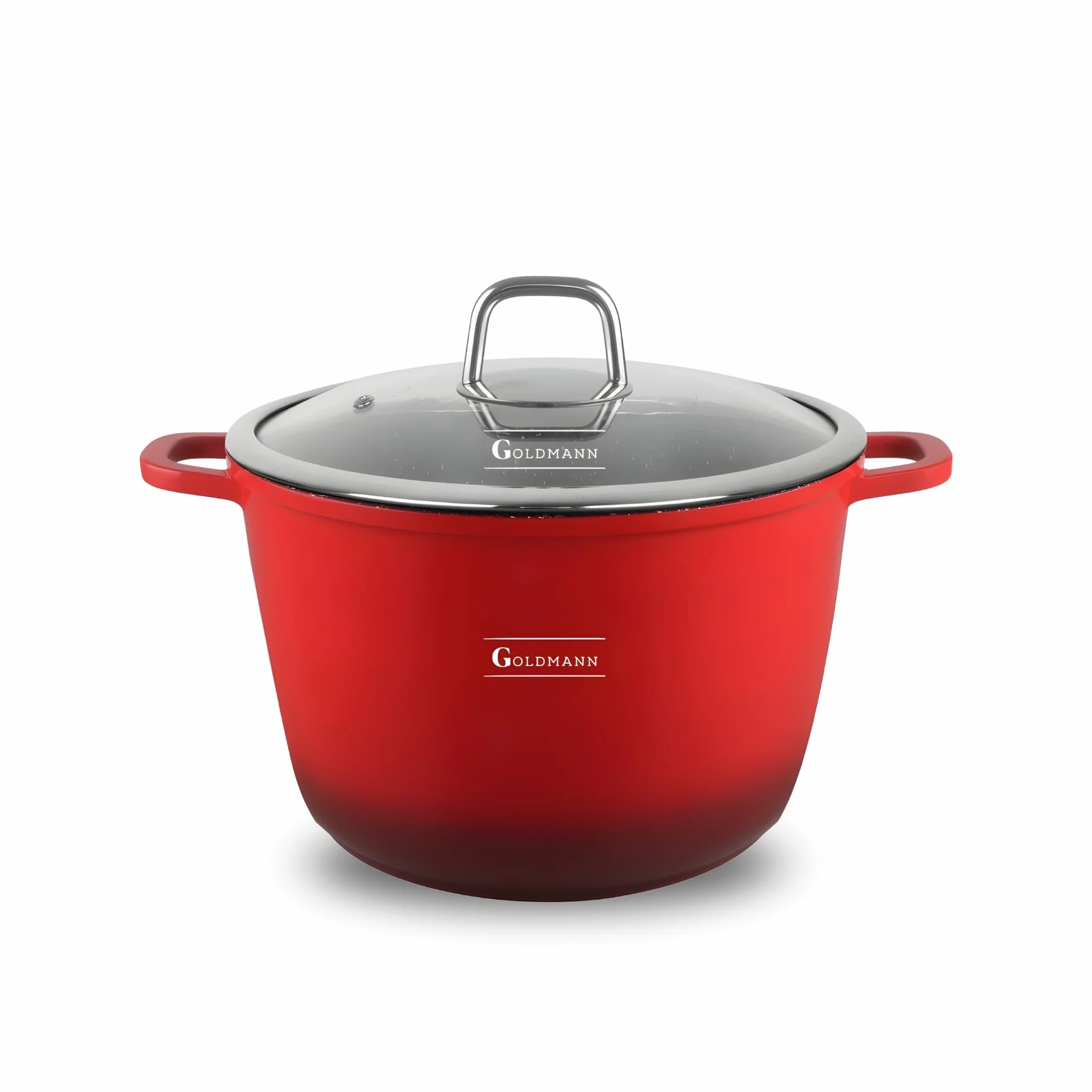 GOLDMANN garnek z odlewanego aluminium 28 cm 10 L, powłoka ceramiczna nieprzywierająca, szklana pokrywka, nadaje się do kuchenek indukcyjnych, można używać w piekarniku, bez PFOA