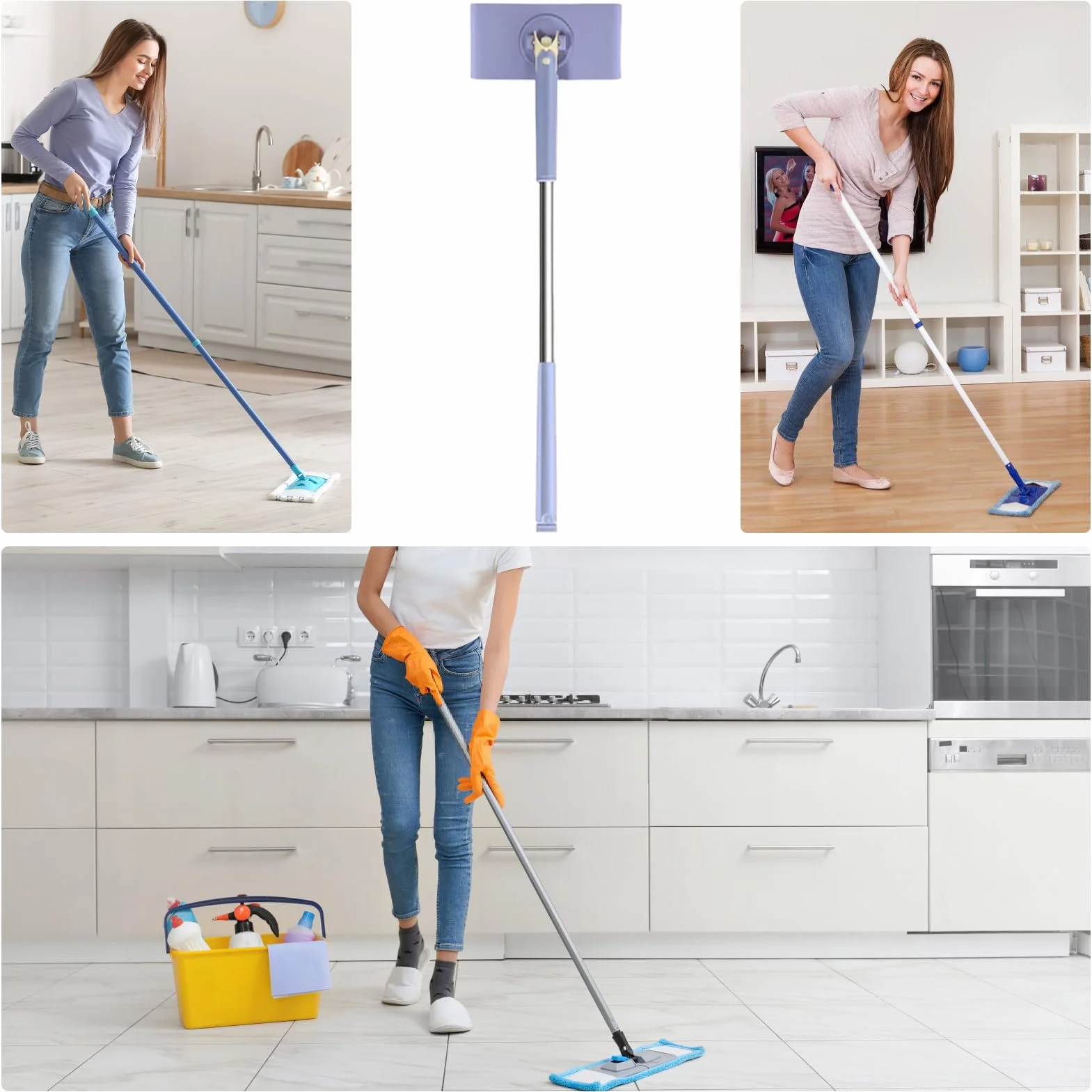 Mini mop ręczny, kompaktowy mop, długość 70 cm, kompatybilny z chusteczkami do twarzy, przenośny środek do czyszczenia podłóg, do domu, mieszkania, łazienki
