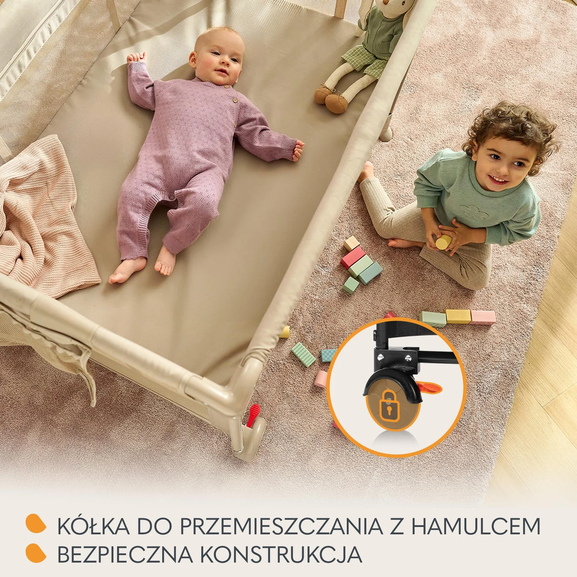 LIONELO LAURA Łóżeczko Turystyczne 2w1 do 15 Kg Kojec dziecięcy od 0 do 36 miesięcy Boczne Wejście Piankowy Materac T25, 2 Poziomy Wysokości, Torba Podróżna, Koła z Hamulcem